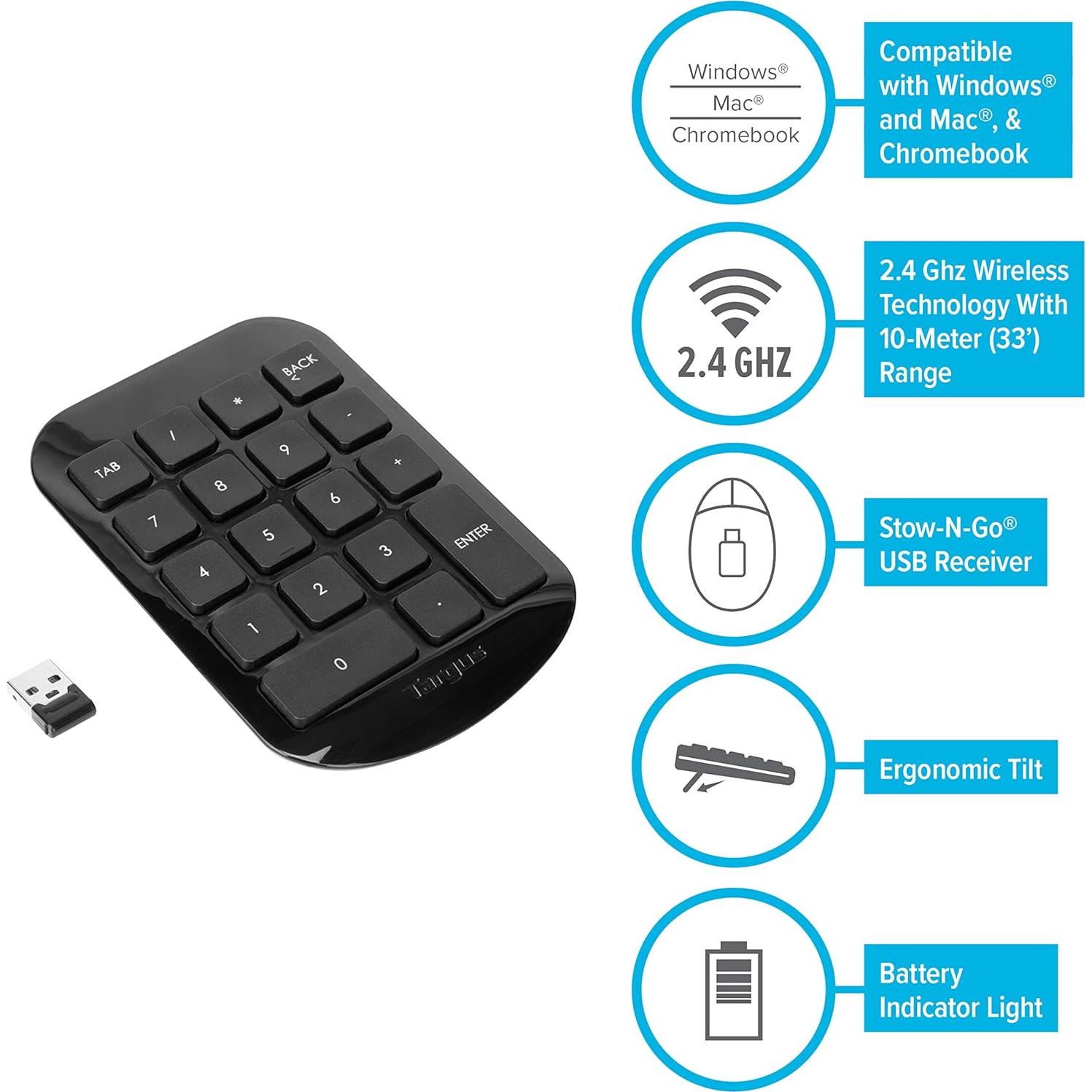 Teclado Numérico Inalámbrico Targus AKP11US, USB, Ergonomía