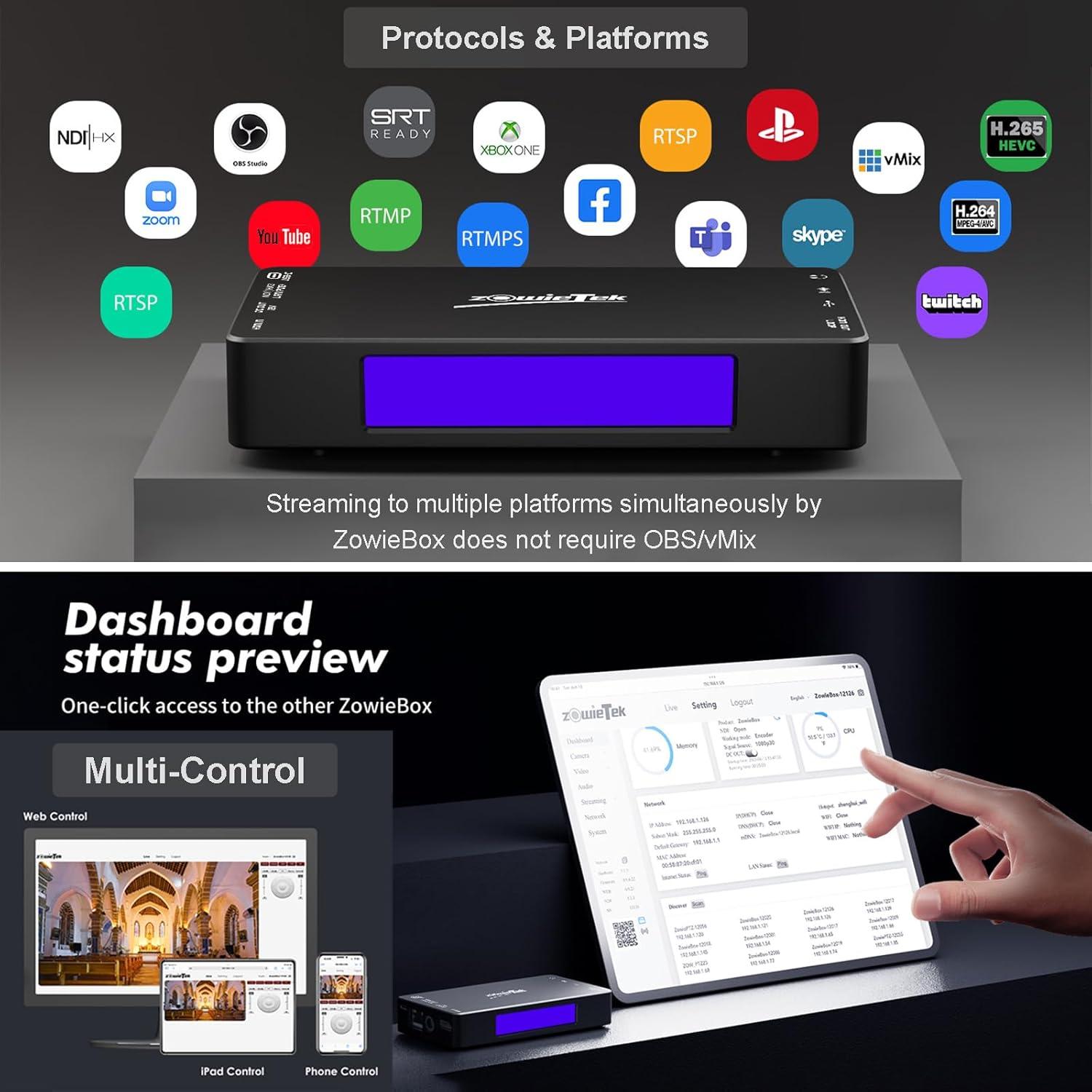 Codificador HDMI 4K ZowieBox NDI HX3 Grabador 60fps