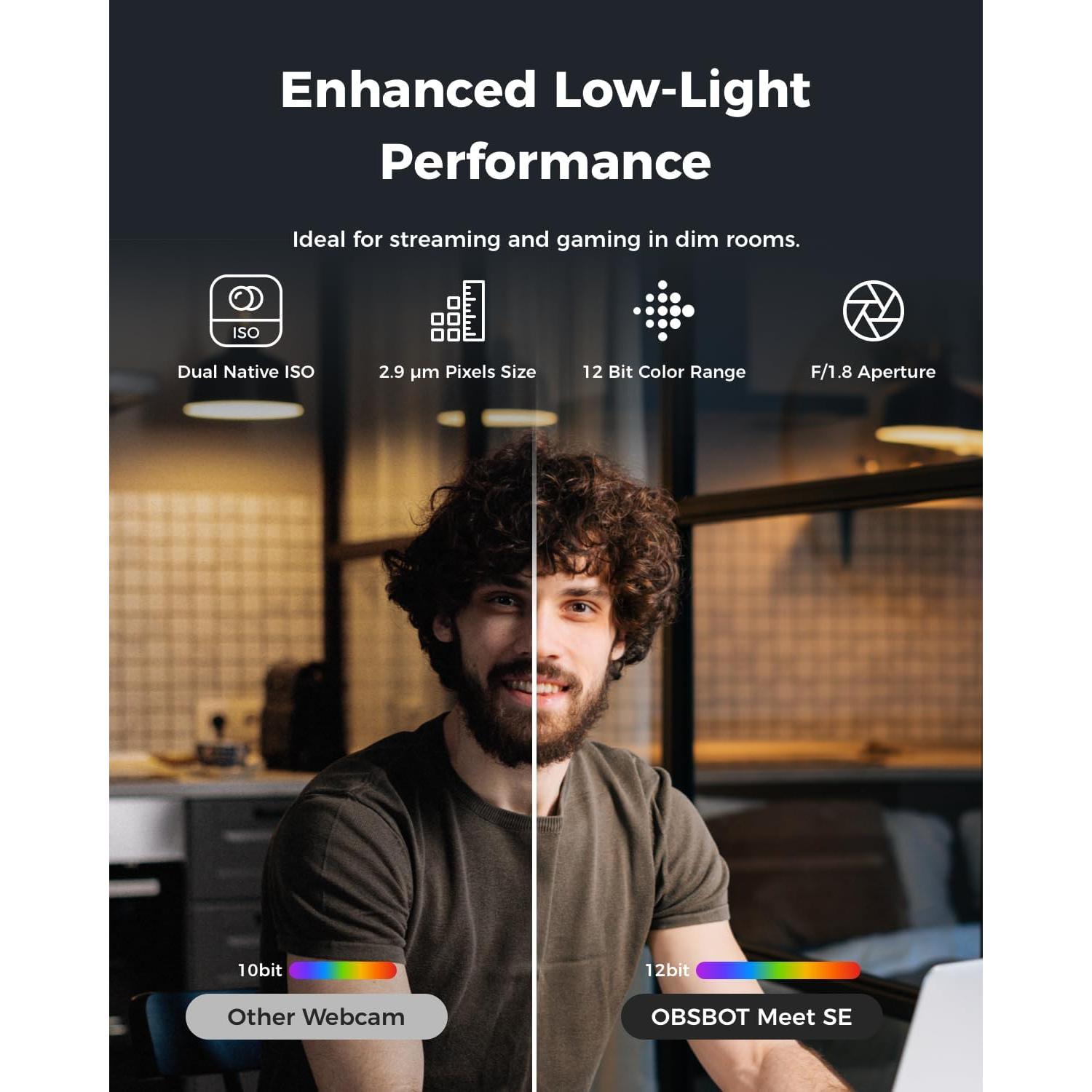 Cámara Web OBSBOT Meet SE 1080P 100FPS AI Verde Aurora