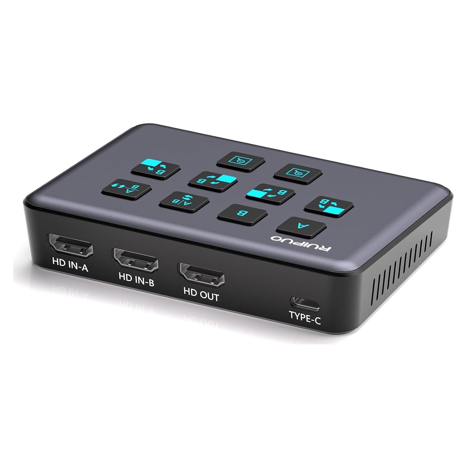 Conmutador HDMI RuiPuo A2 4K 60Hz USB 3.0 para Streaming