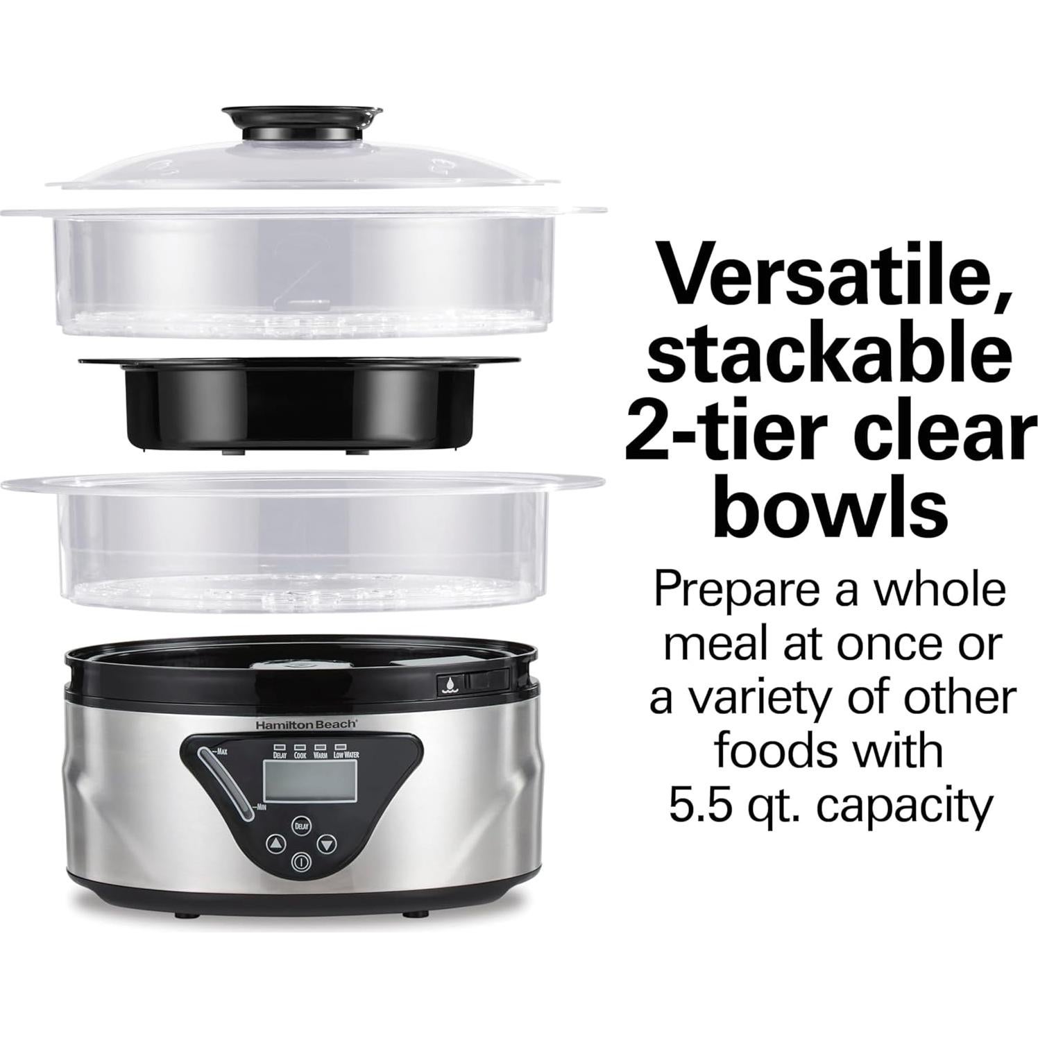 Cocedor Digital Hamilton Beach 5.5L con Tazones Apilables