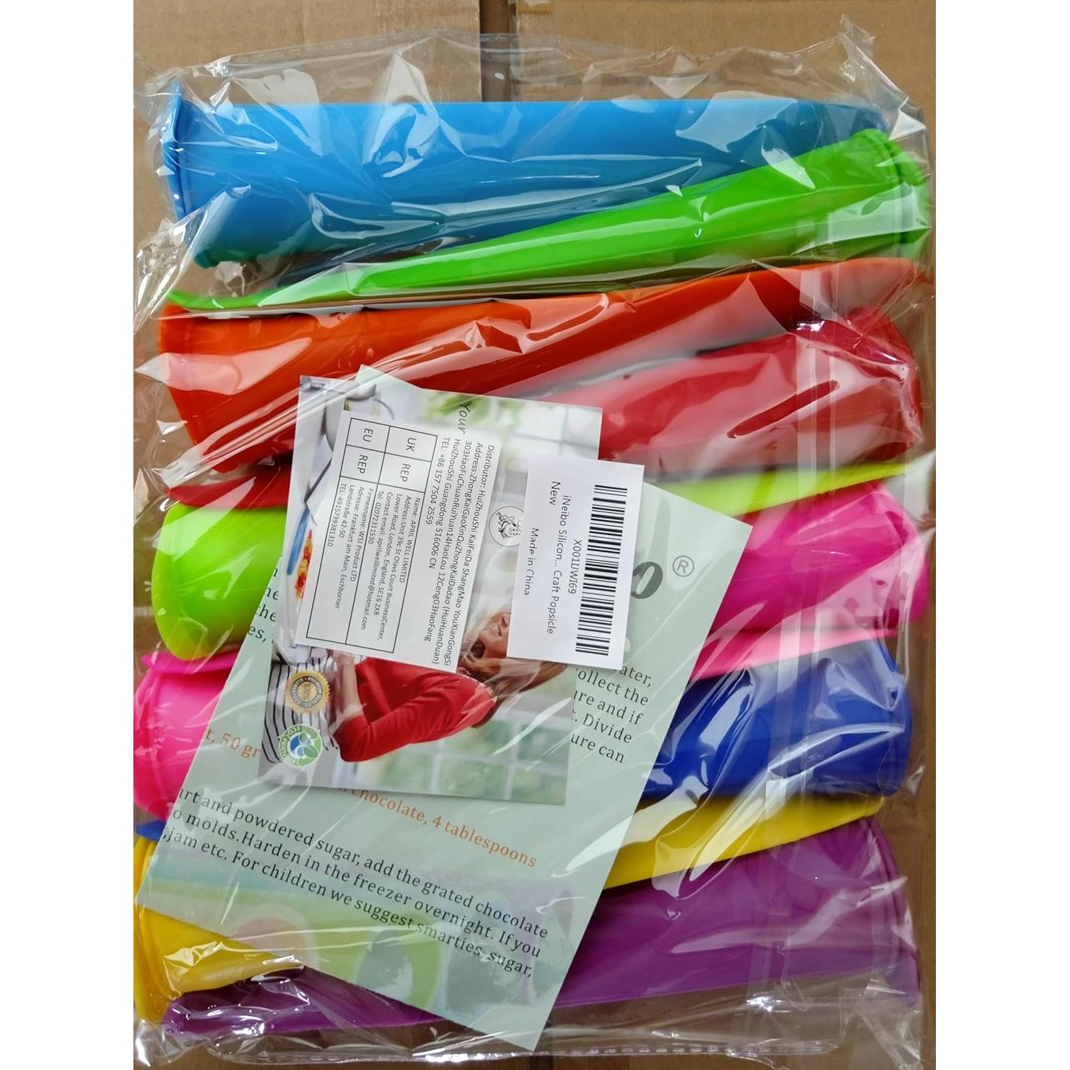 Moldes de Paletas de Silicona iNeibo - Set de 10 - Grado Alimenticio