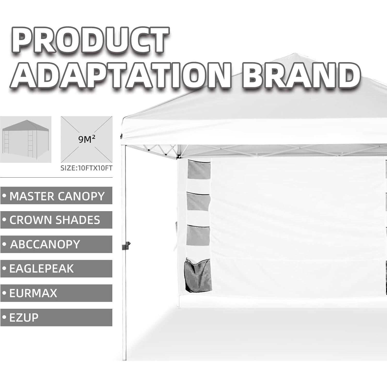 Pared Lateral de Sombra MordenApe para Toldo 10x10, Impermeable