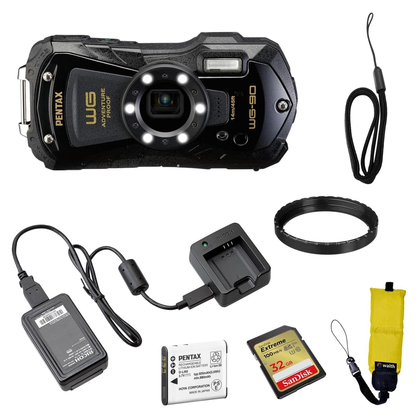 Cámara Digital Impermeable Pentax WG-90 16MP Negro + 32GB