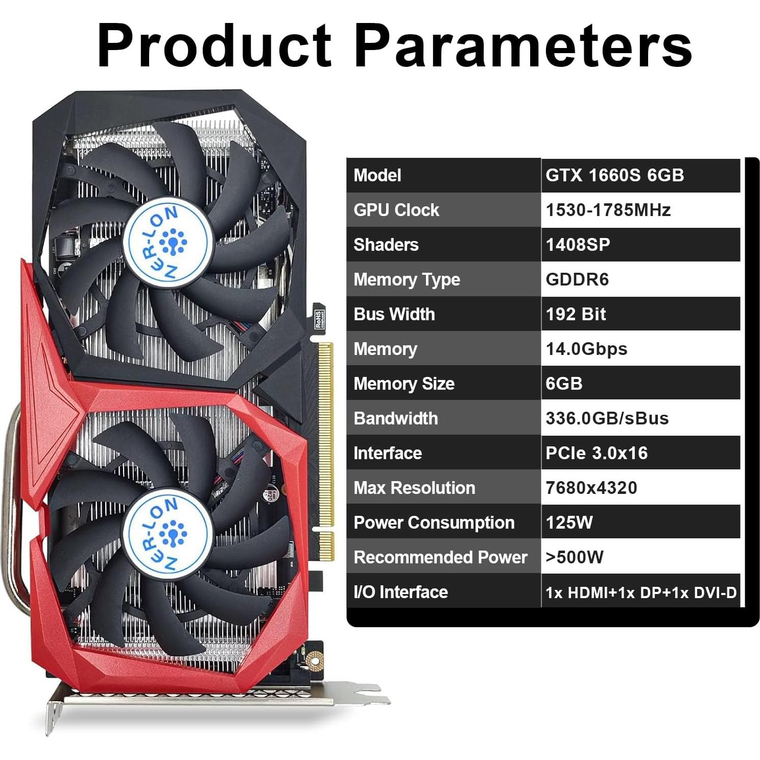 Tarjeta Gráfica ZER-LON GeForce GTX 1660 Super 6GB 4K