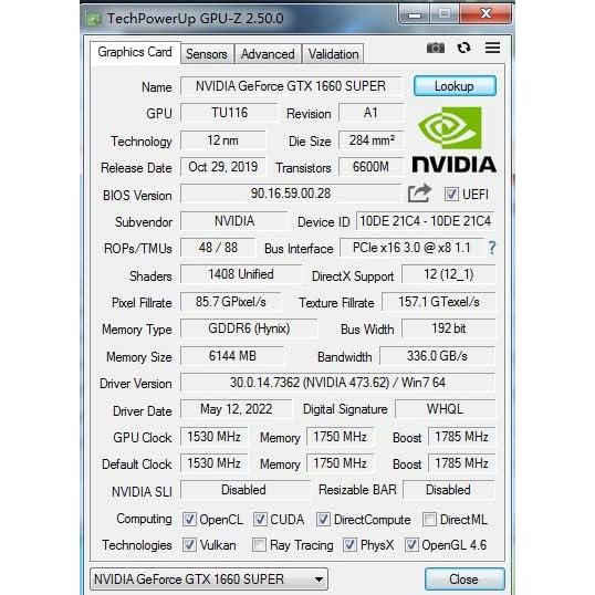 Tarjeta Gráfica ZER-LON GeForce GTX 1660 Super 6GB 4K