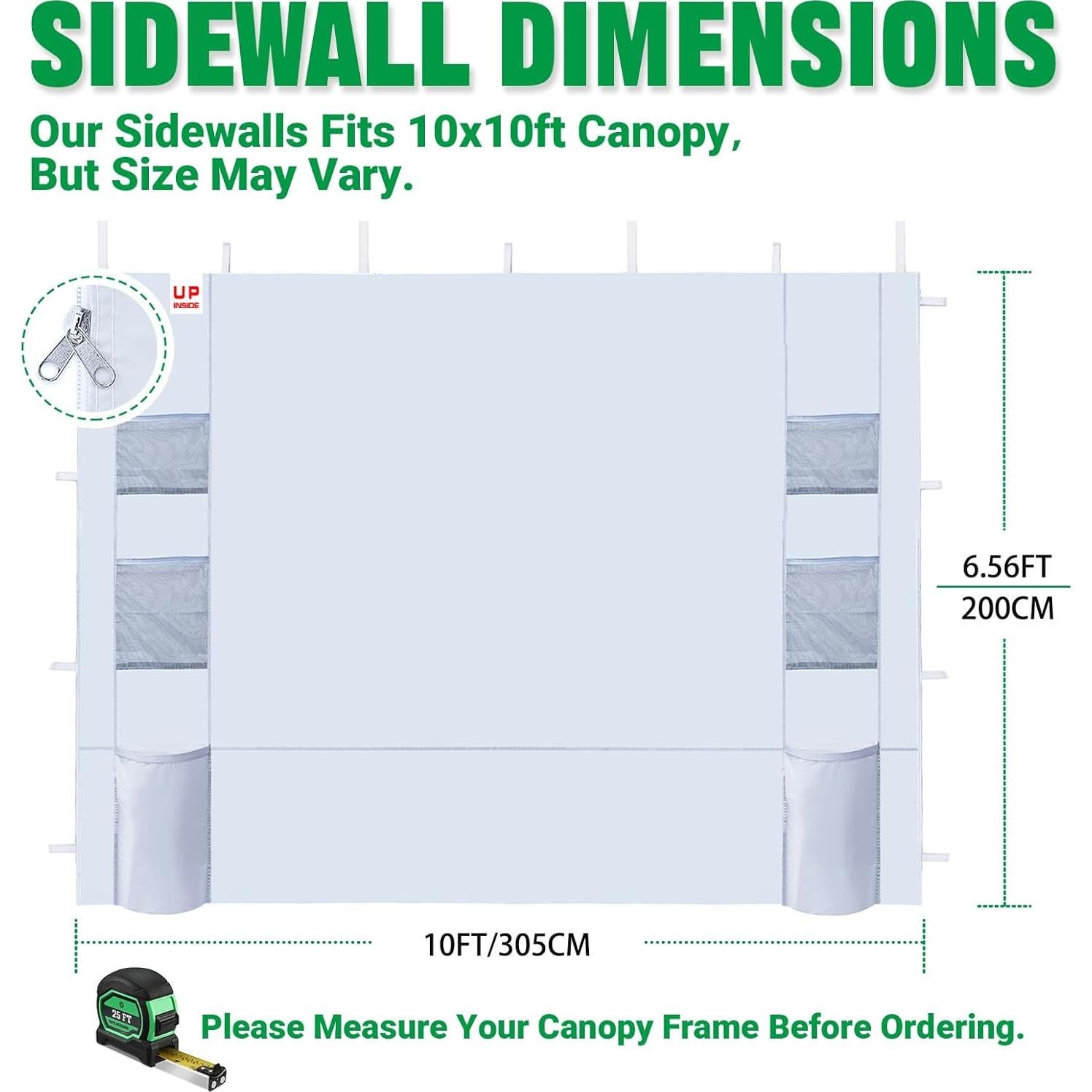 Paredes Laterales para Carpa 10x10 Acepic, Impermeables UV