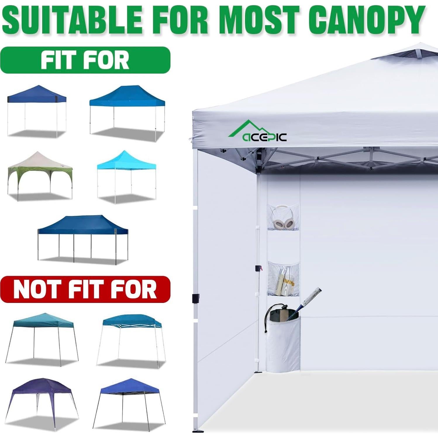 Paredes Laterales para Carpa 10x10 Acepic, Impermeables UV