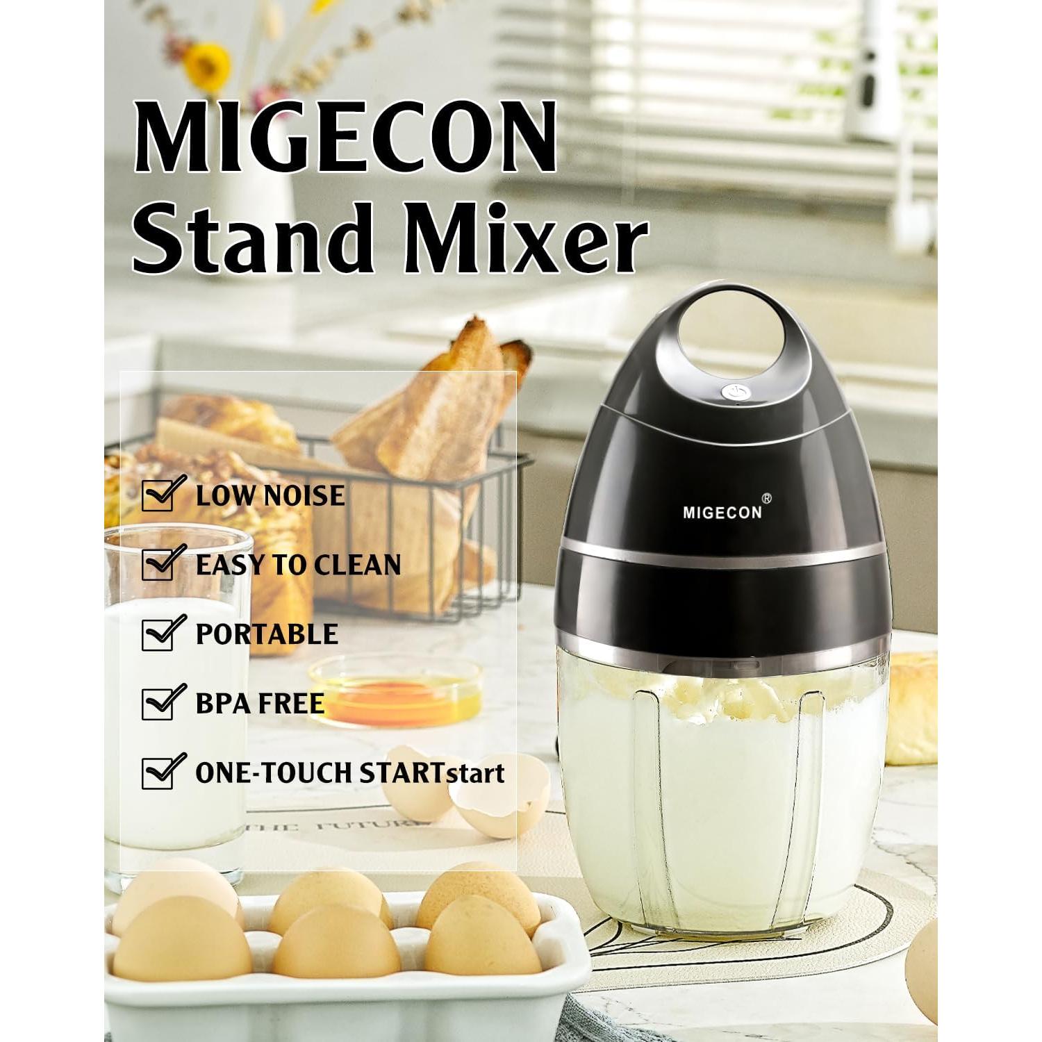 Batidora de Pie Eléctrica MIGECON 0.9L Gris Oscuro Recargable