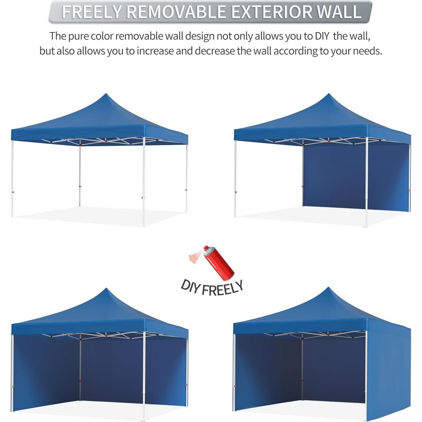 Carpa Plegable OutdoorVibe 3 Paredes Laterales 10x10m Azul Marino