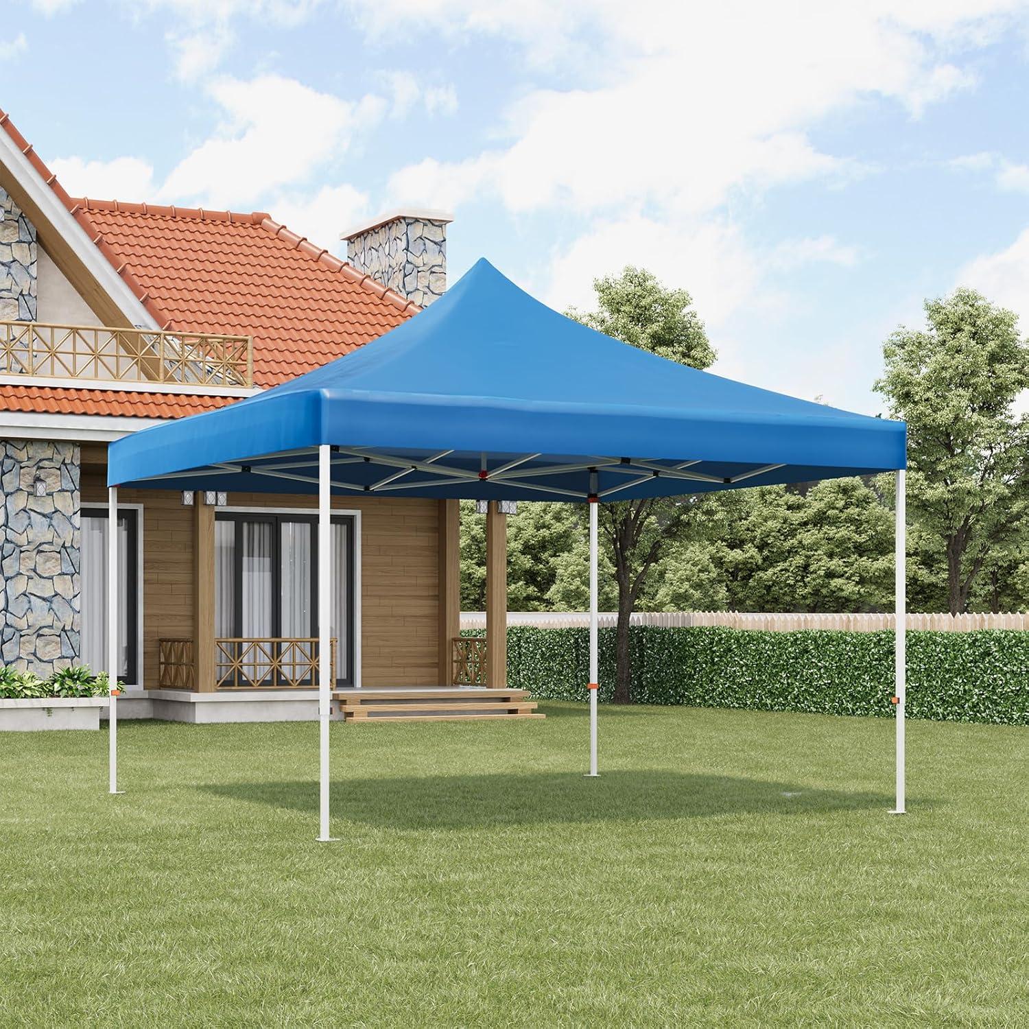 Carpa Plegable OutdoorVibe 3 Paredes Laterales 10x10m Azul Marino