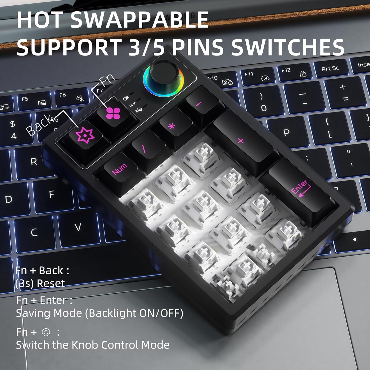 Teclado Numérico Inalámbrico K19 Bluetooth RGB 331g