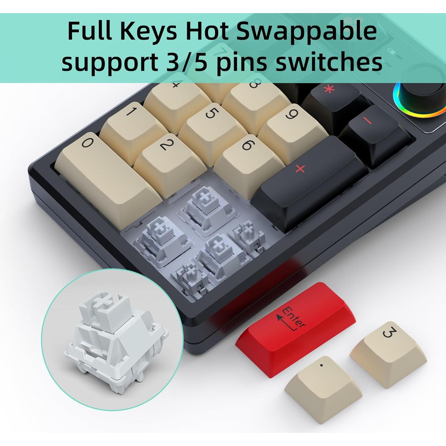 Teclado Numérico Inalámbrico K19 Bluetooth RGB 331g