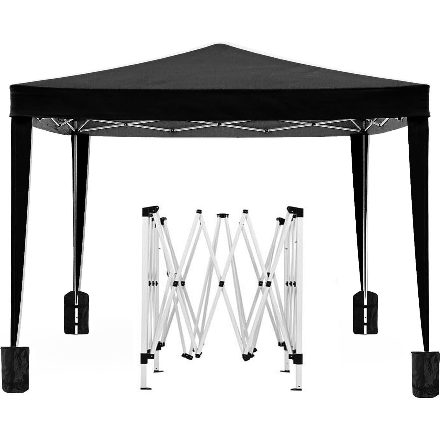 10'x10' Pop Up Canopy Tent with Removable Sidewalls - Waterproof Outdoor Event Shelter Gazebo, UPF 50+ Instant Shelter for Camping/Beach/Parties, Includes 4 Weight Bags & Carry Bag (Black)