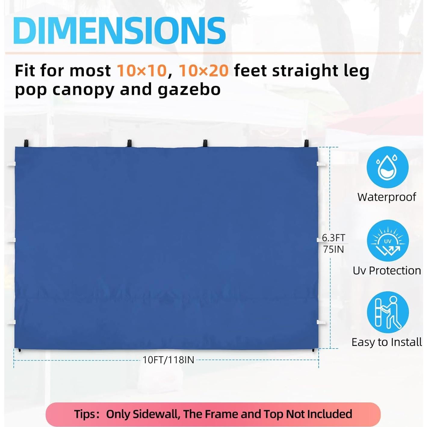 Pared Lateral Toldo Joramoy 10x10 Azul Impermeable UV