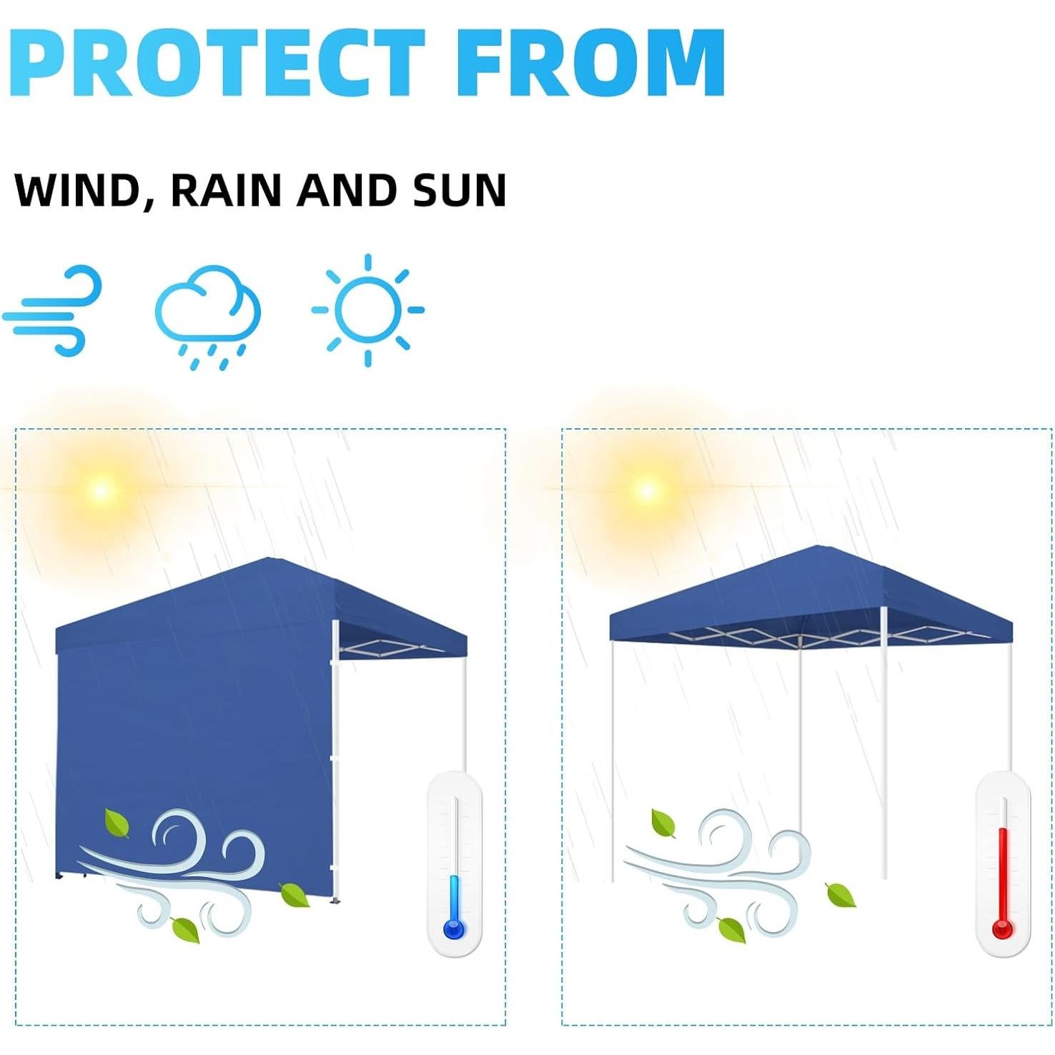 Pared Lateral Toldo Joramoy 10x10 Azul Impermeable UV