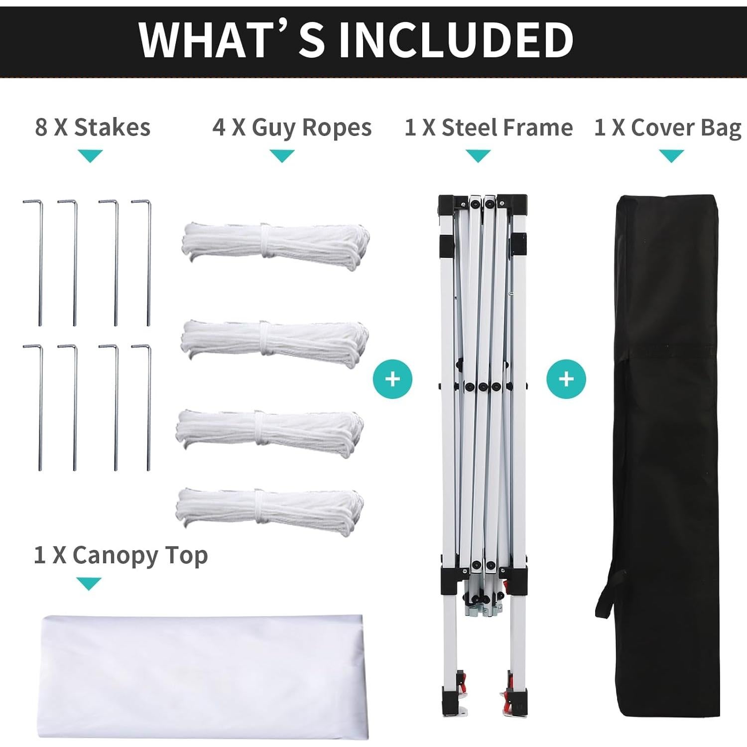 Toldo Plegable 2.44x2.44m Northroad Blanco con Bolsa