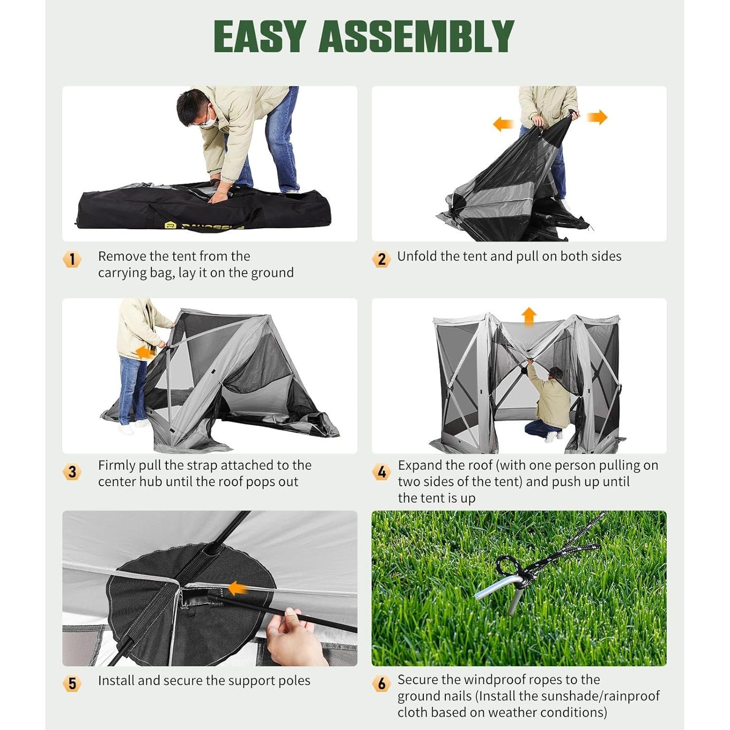 Carpa Gazebo Plegable Raynesys 2.9x2.9m para 6-8 Personas