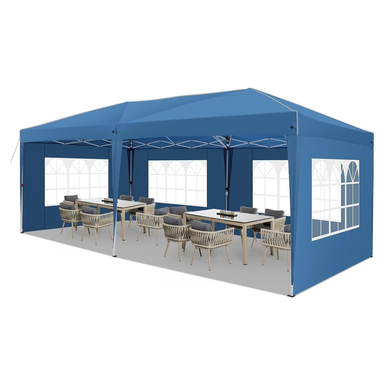 Carpa Plegable COBIZI 10x6 m con Paredes Laterales Azul