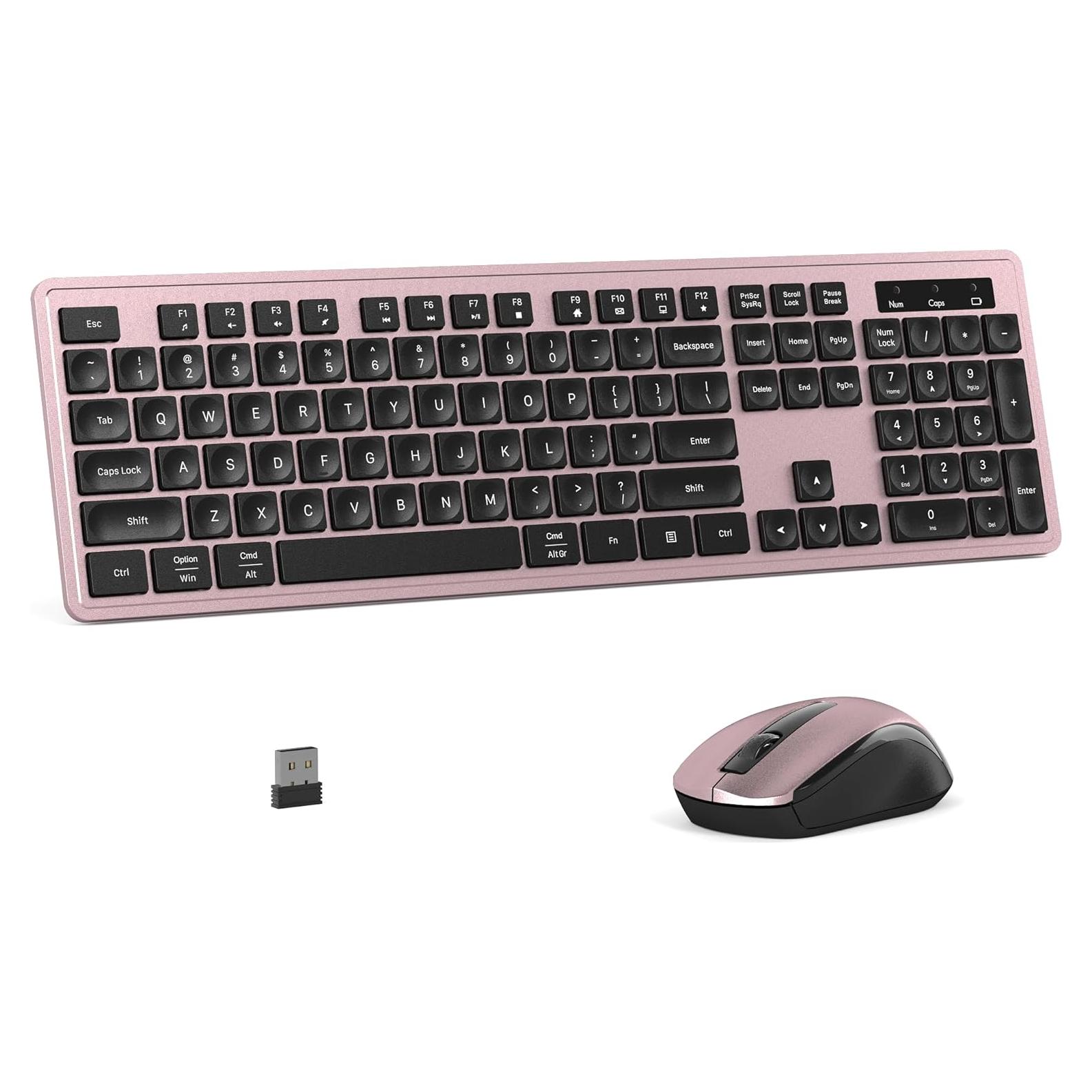 Combo Teclado y Ratón Inalámbrico Dongguan Rosa 104 Teclas