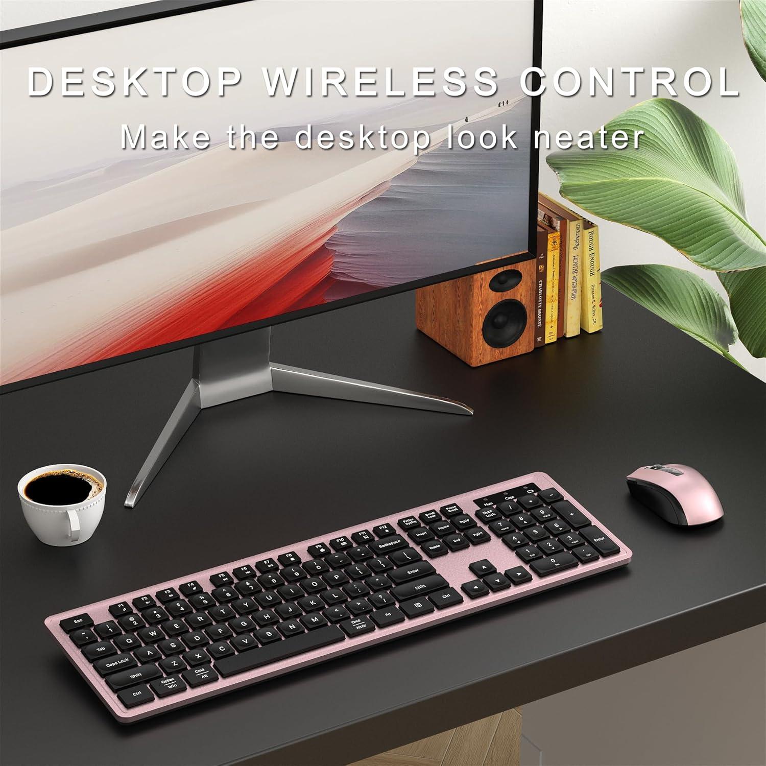 Combo Teclado y Ratón Inalámbrico Dongguan Rosa 104 Teclas