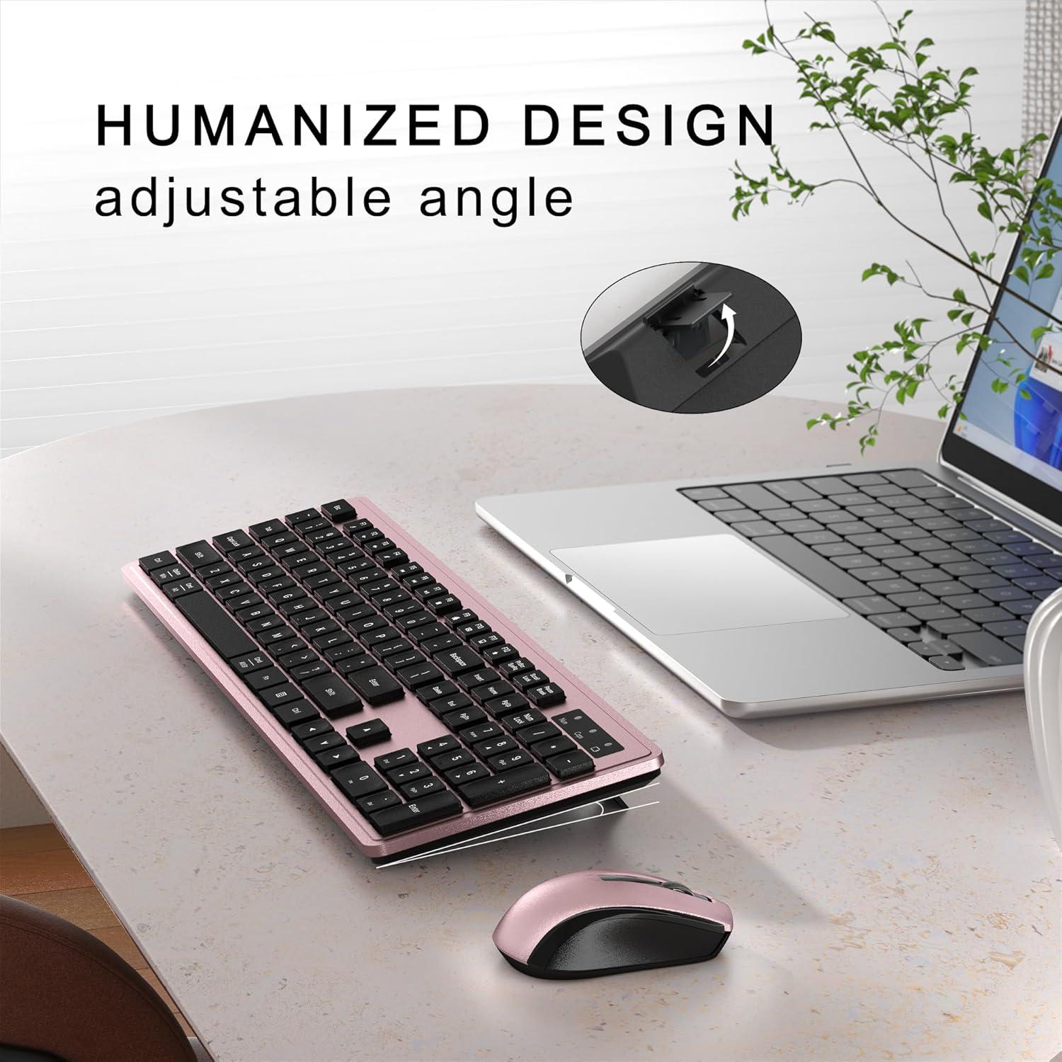 Combo Teclado y Ratón Inalámbrico Dongguan Rosa 104 Teclas