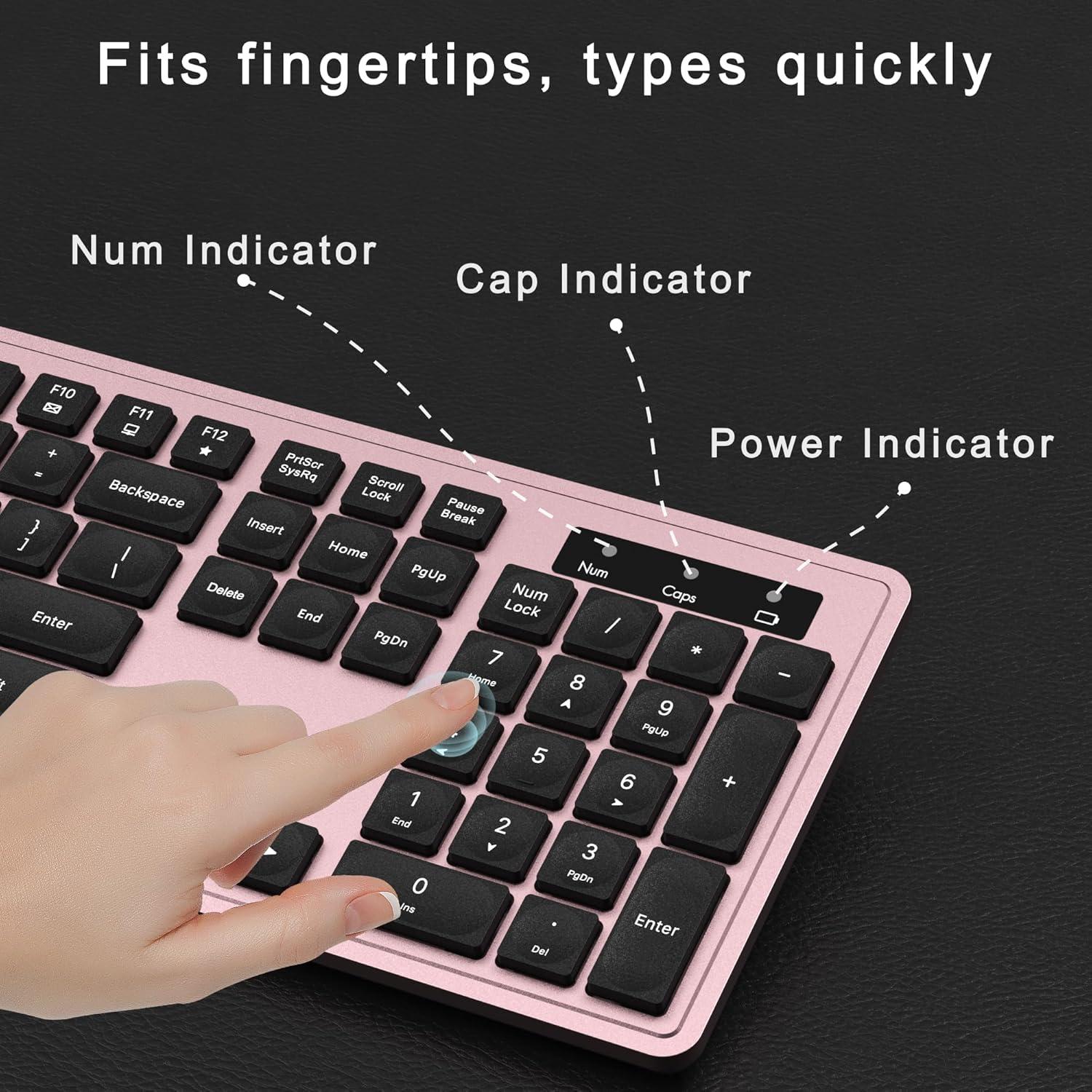 Combo Teclado y Ratón Inalámbrico Dongguan Rosa 104 Teclas