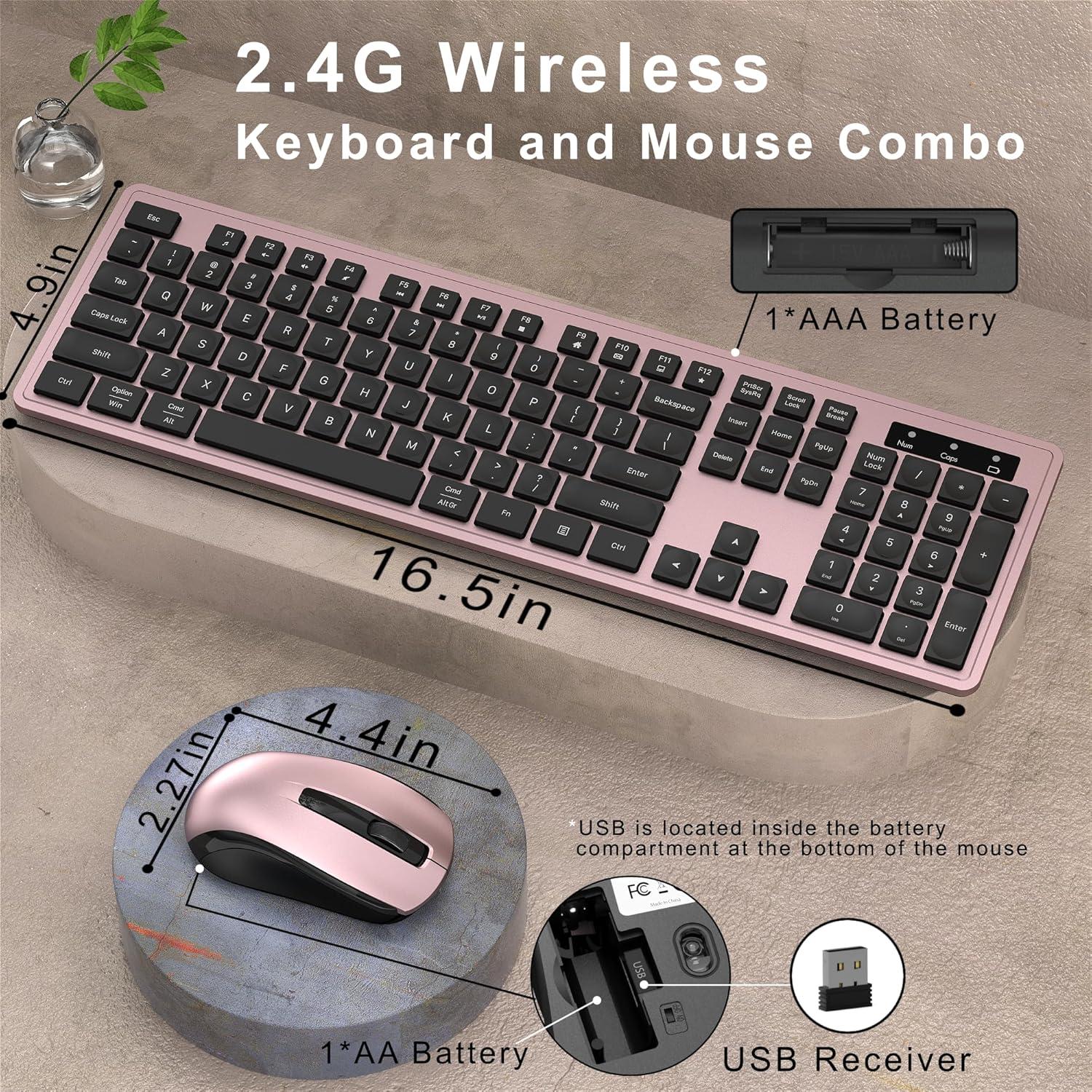 Combo Teclado y Ratón Inalámbrico Dongguan Rosa 104 Teclas
