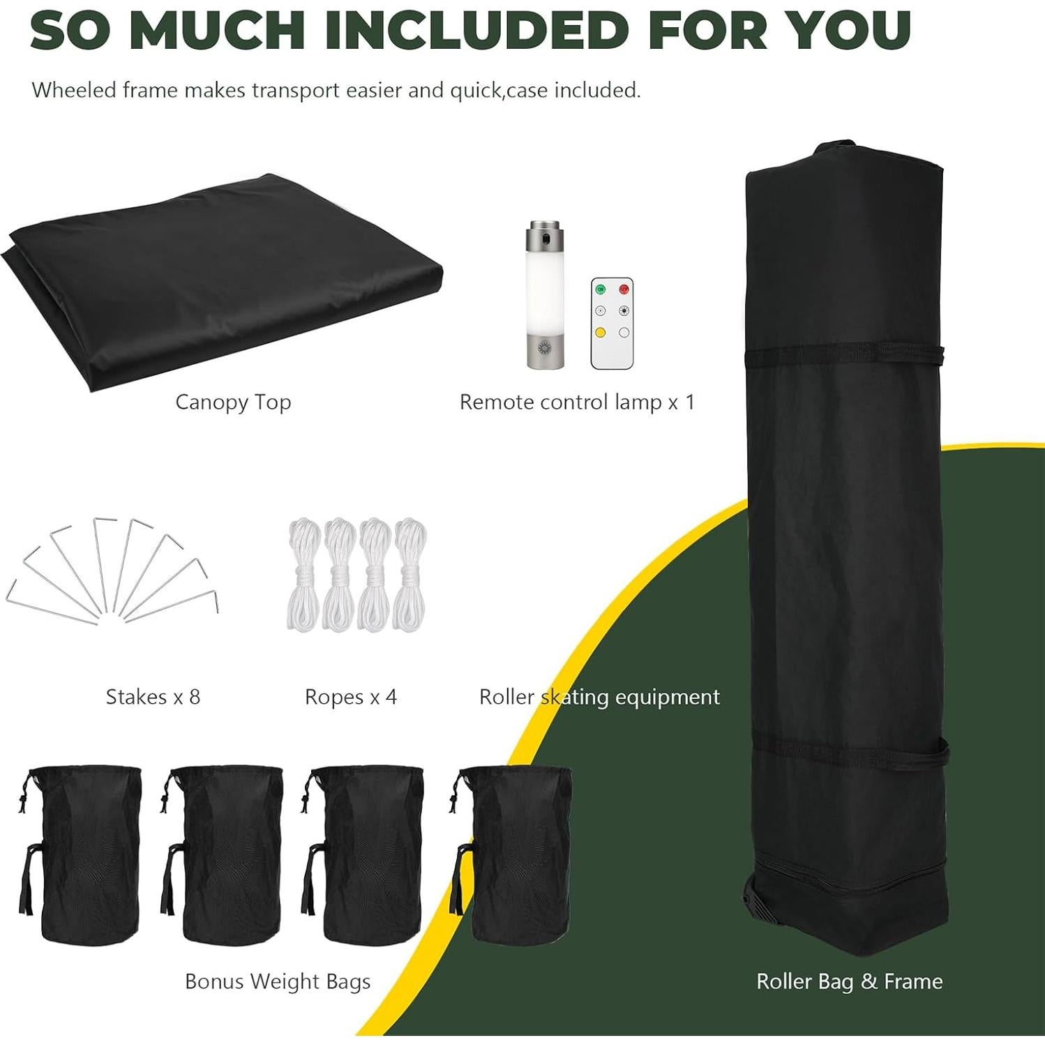 Carpa Plegable 3.05x3.05m MordenApe con Luz Mejorada