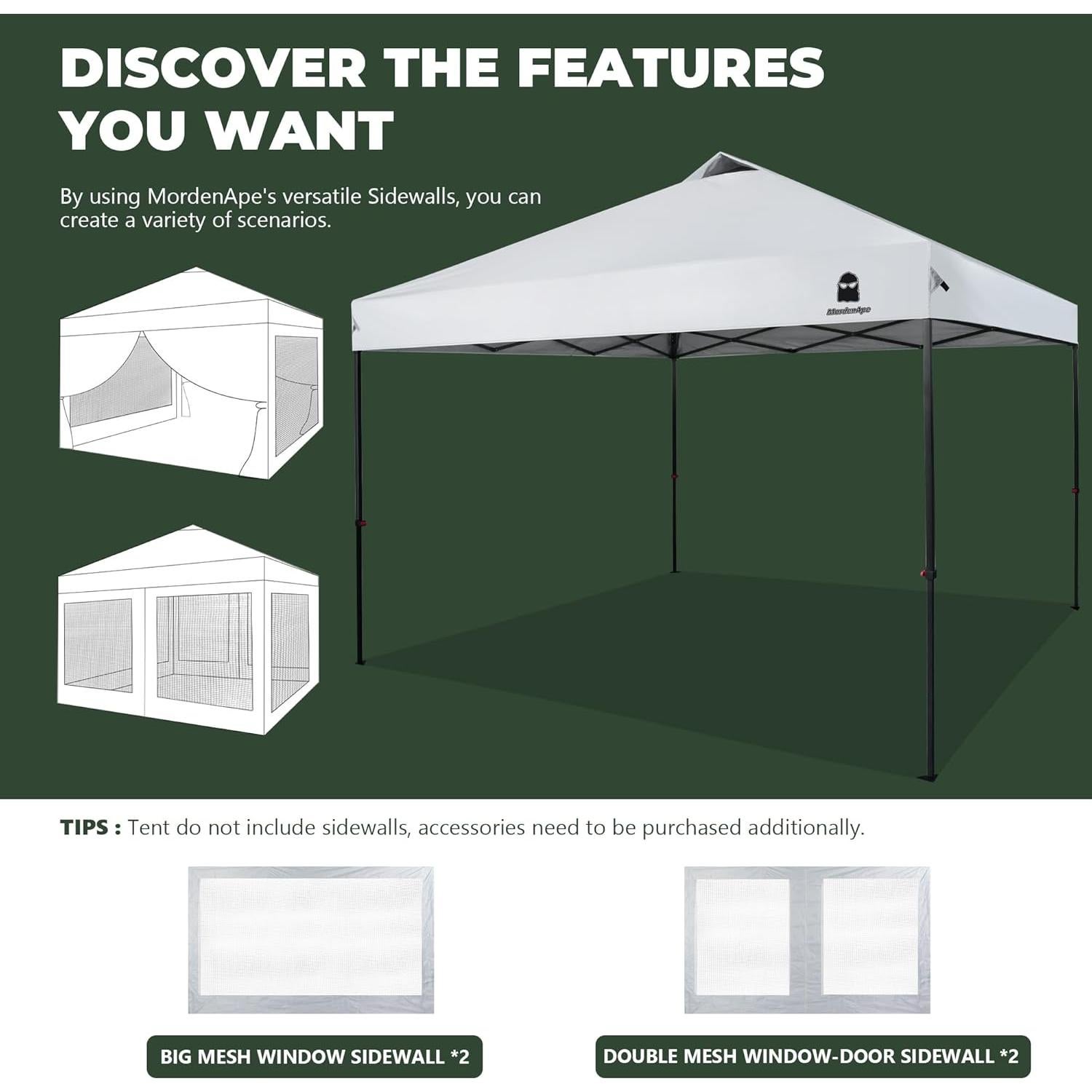 Carpa Plegable 3.05x3.05m MordenApe con Luz Mejorada