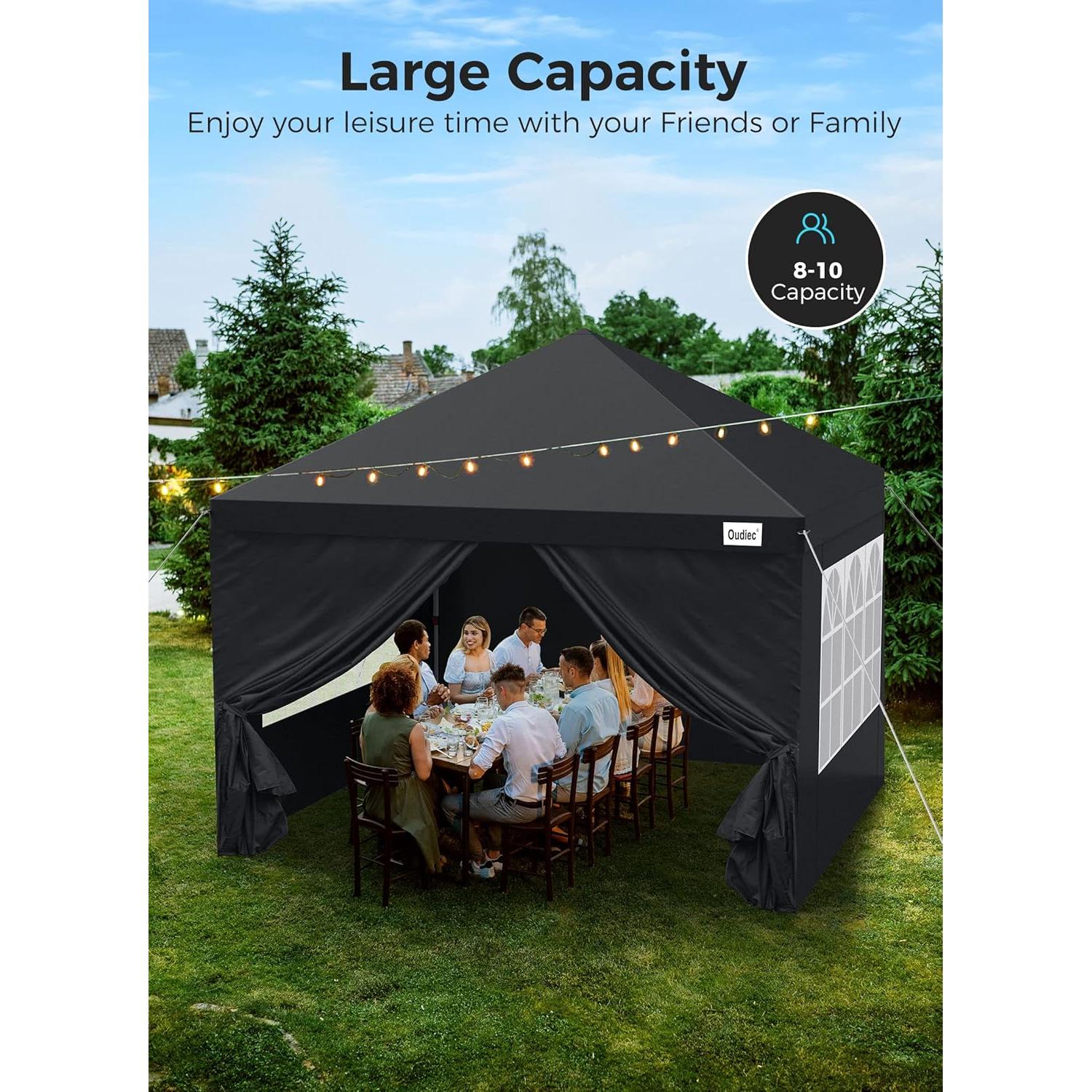 Carpa Plegable Oudiec 3.05x3.05m Impermeable con Ventanas