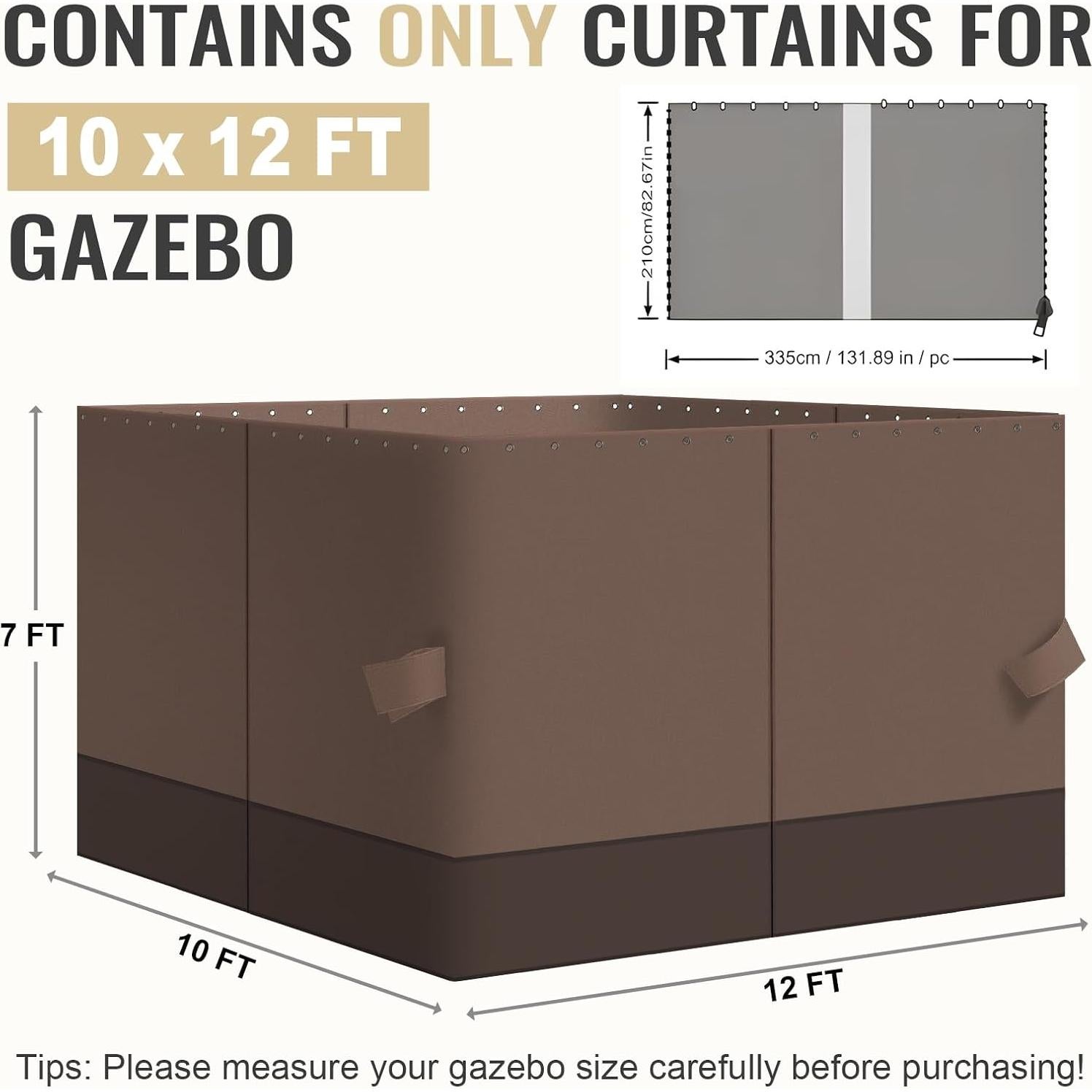 Cortinas de Reemplazo para Gazebo COWVIE 4 Paneles 3.05m x 3.66m