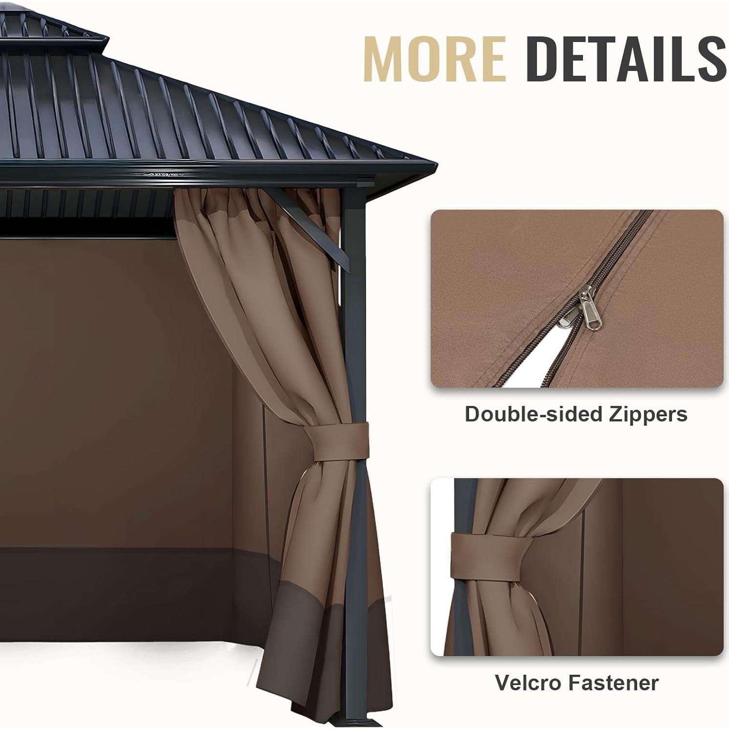 Cortinas de Reemplazo para Gazebo COWVIE 4 Paneles 3.05m x 3.66m