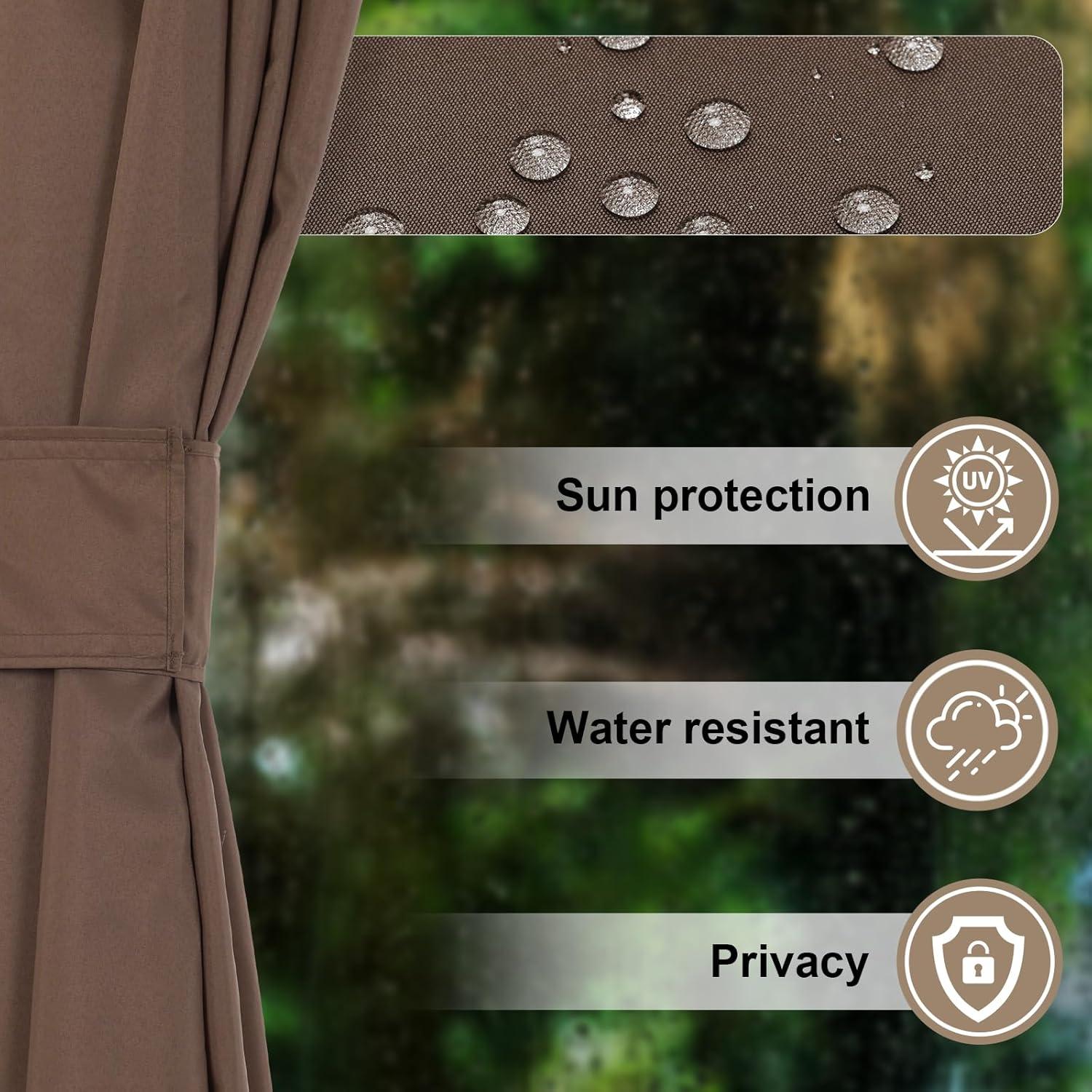 Cortinas de Reemplazo para Gazebo COWVIE 4 Paneles 3.05m x 3.66m