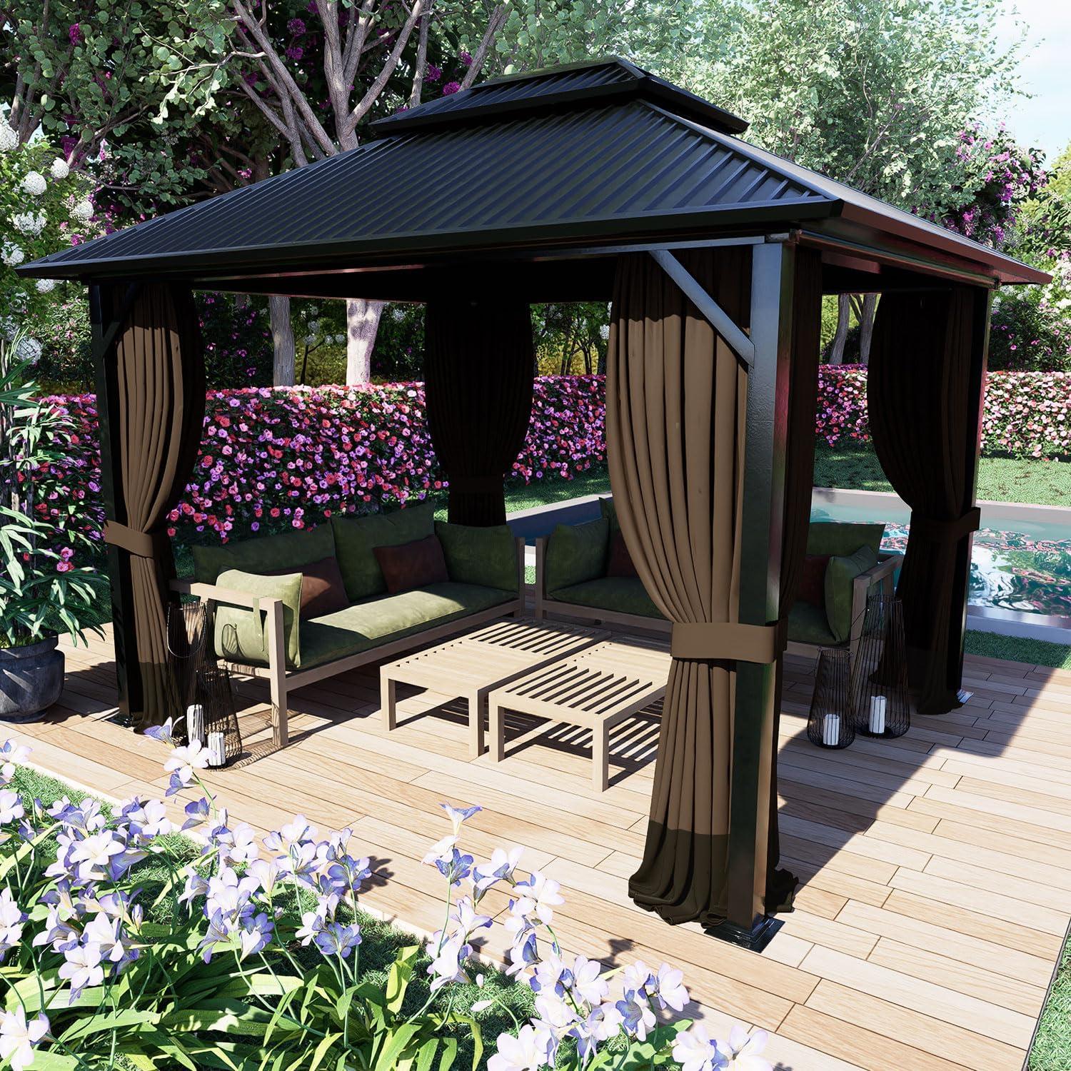 Cortinas de Reemplazo para Gazebo COWVIE 4 Paneles 3.05m x 3.66m