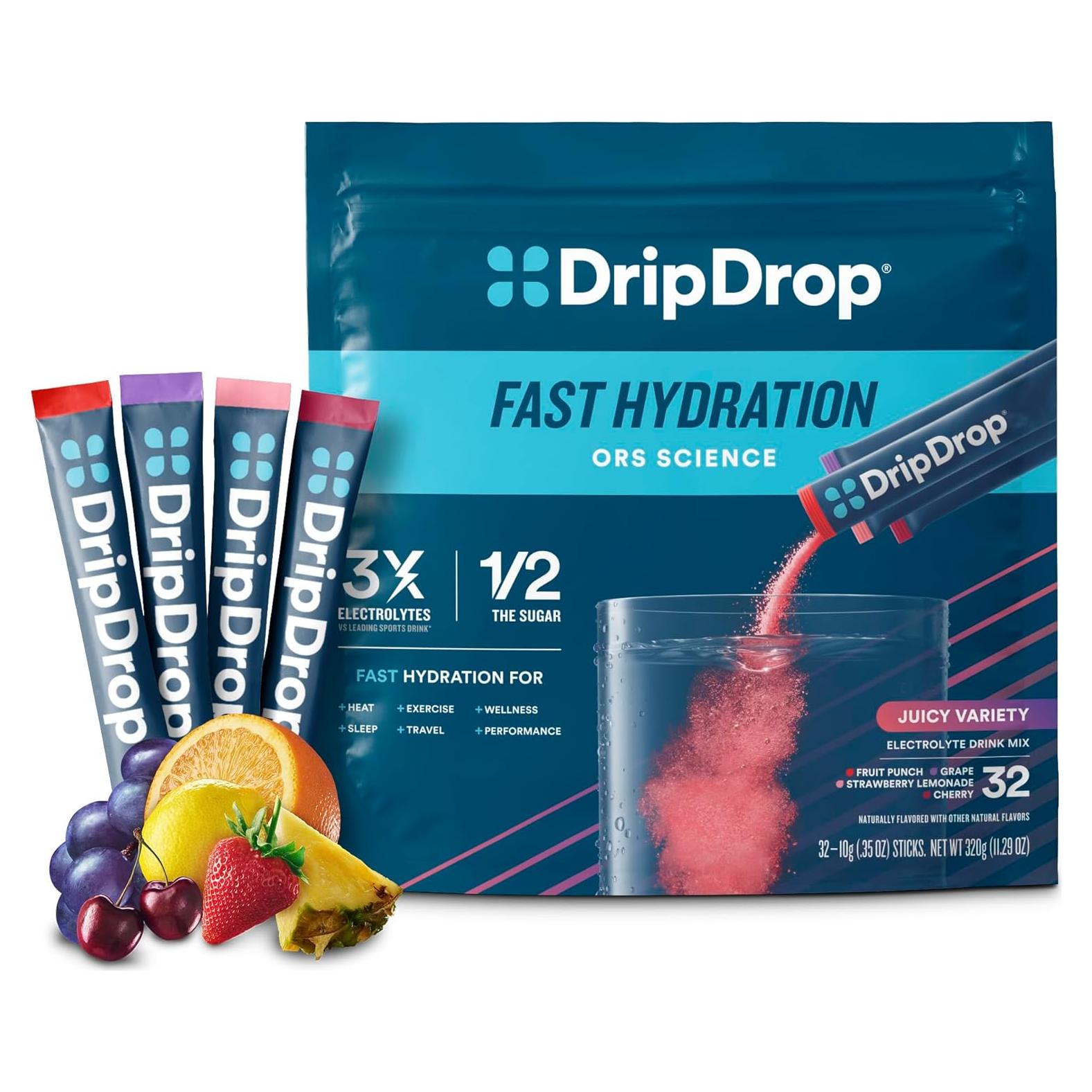 Hidratación Rápida DripDrop - 32 Paquetes de Electrolitos