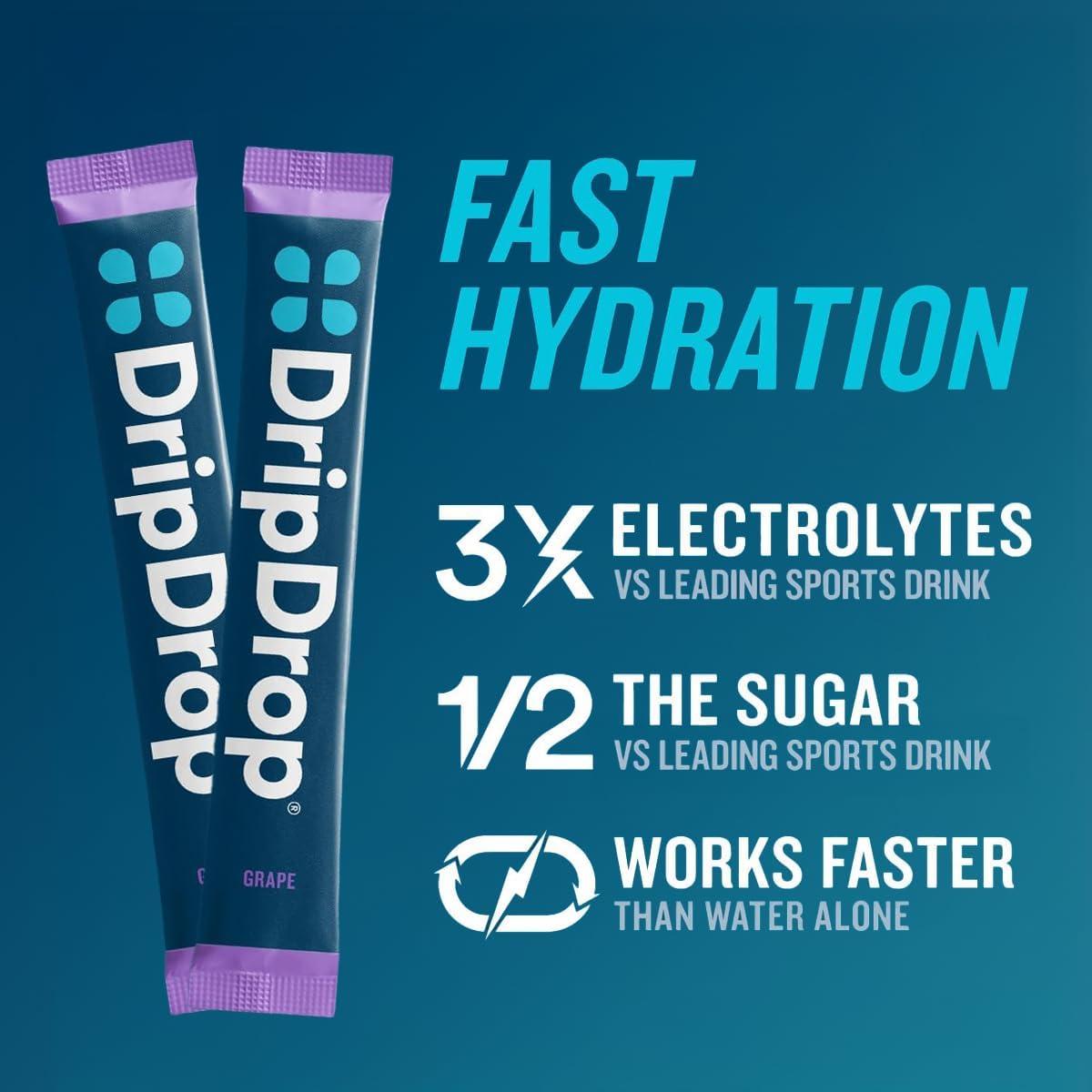 Hidratación Rápida DripDrop - 32 Paquetes de Electrolitos