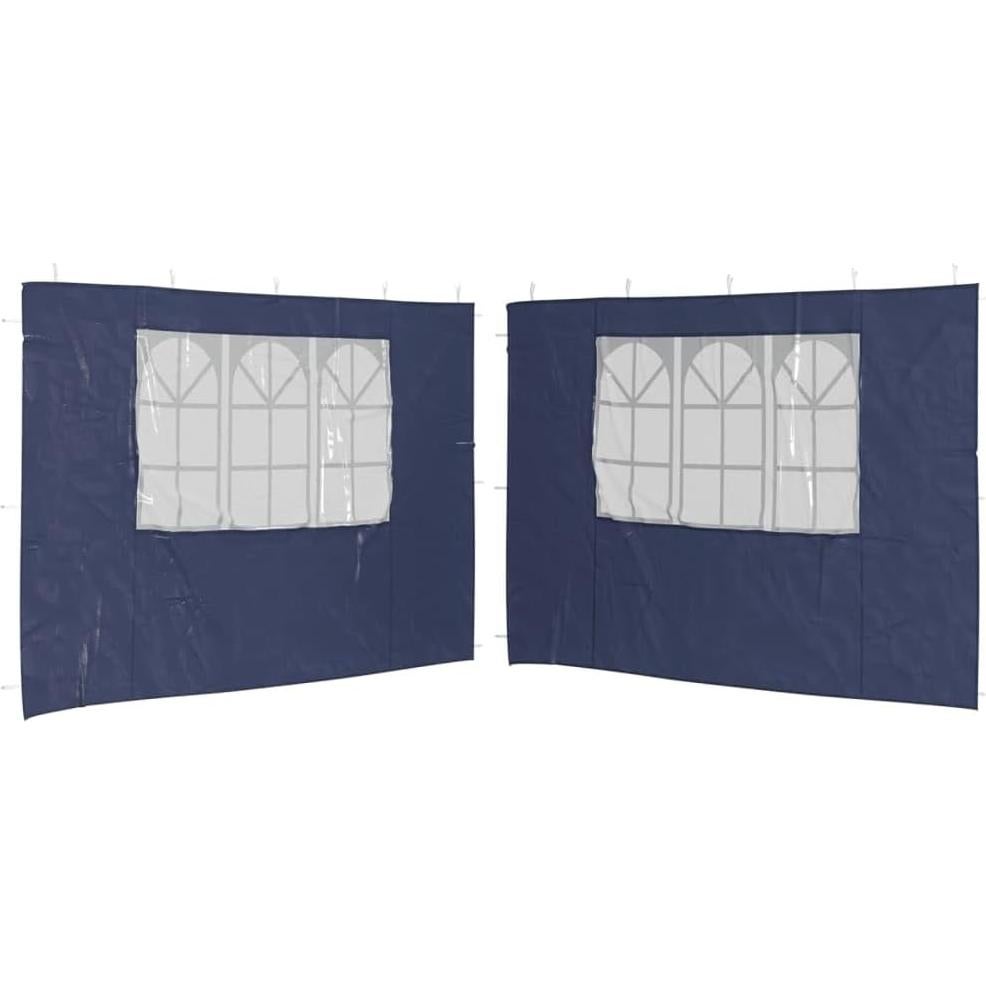 Pared Lateral de Carpa de Fiesta 2 Piezas PE Azul con Ventanas