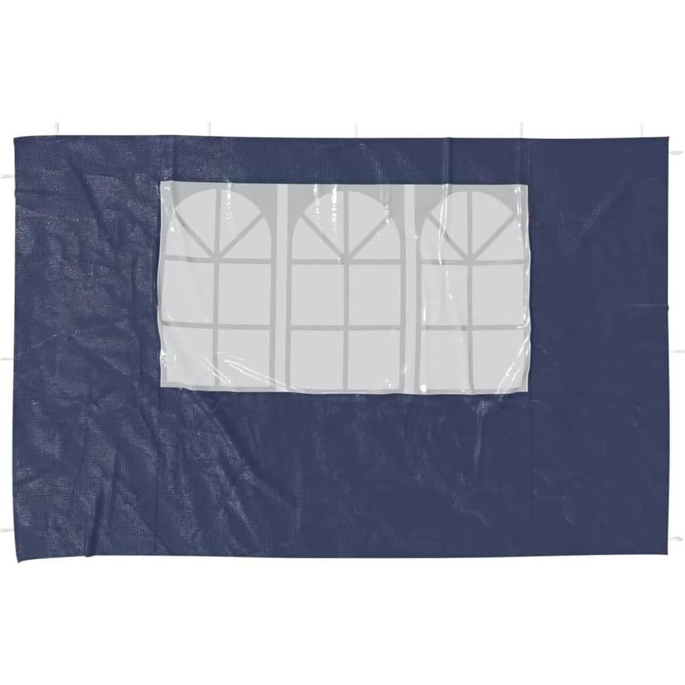 Pared Lateral de Carpa de Fiesta 2 Piezas PE Azul con Ventanas