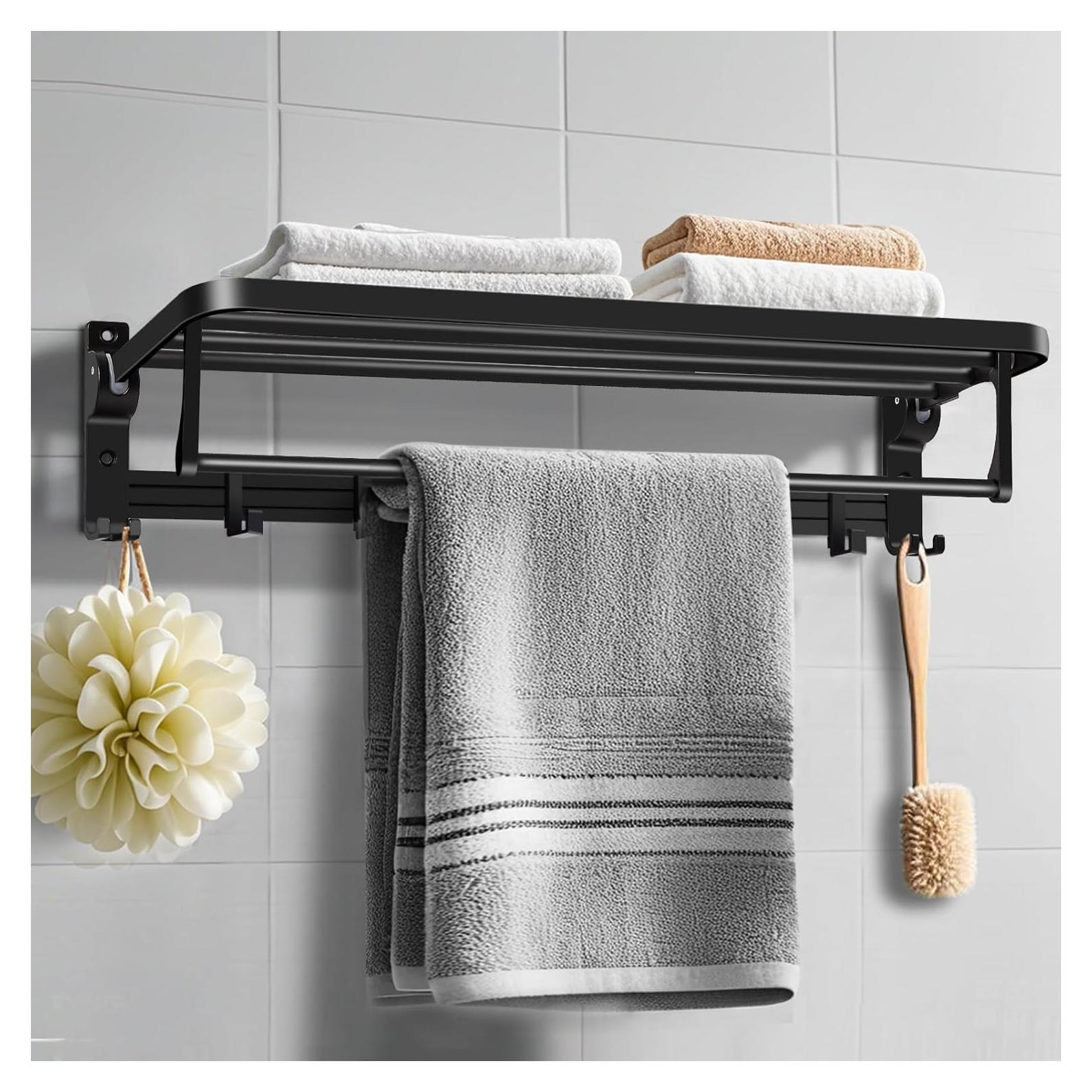 Soporte de Toallas Plegable QHMCHDZ 58.93 cm Negro Mate