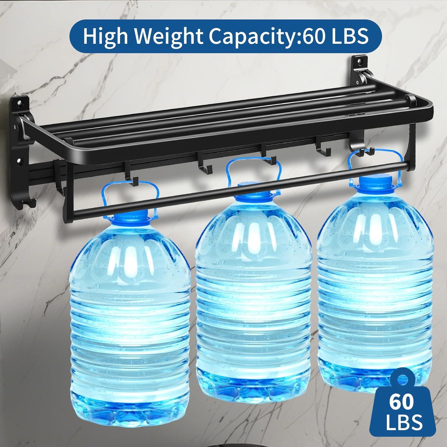 Soporte de Toallas Plegable QHMCHDZ 58.93 cm Negro Mate