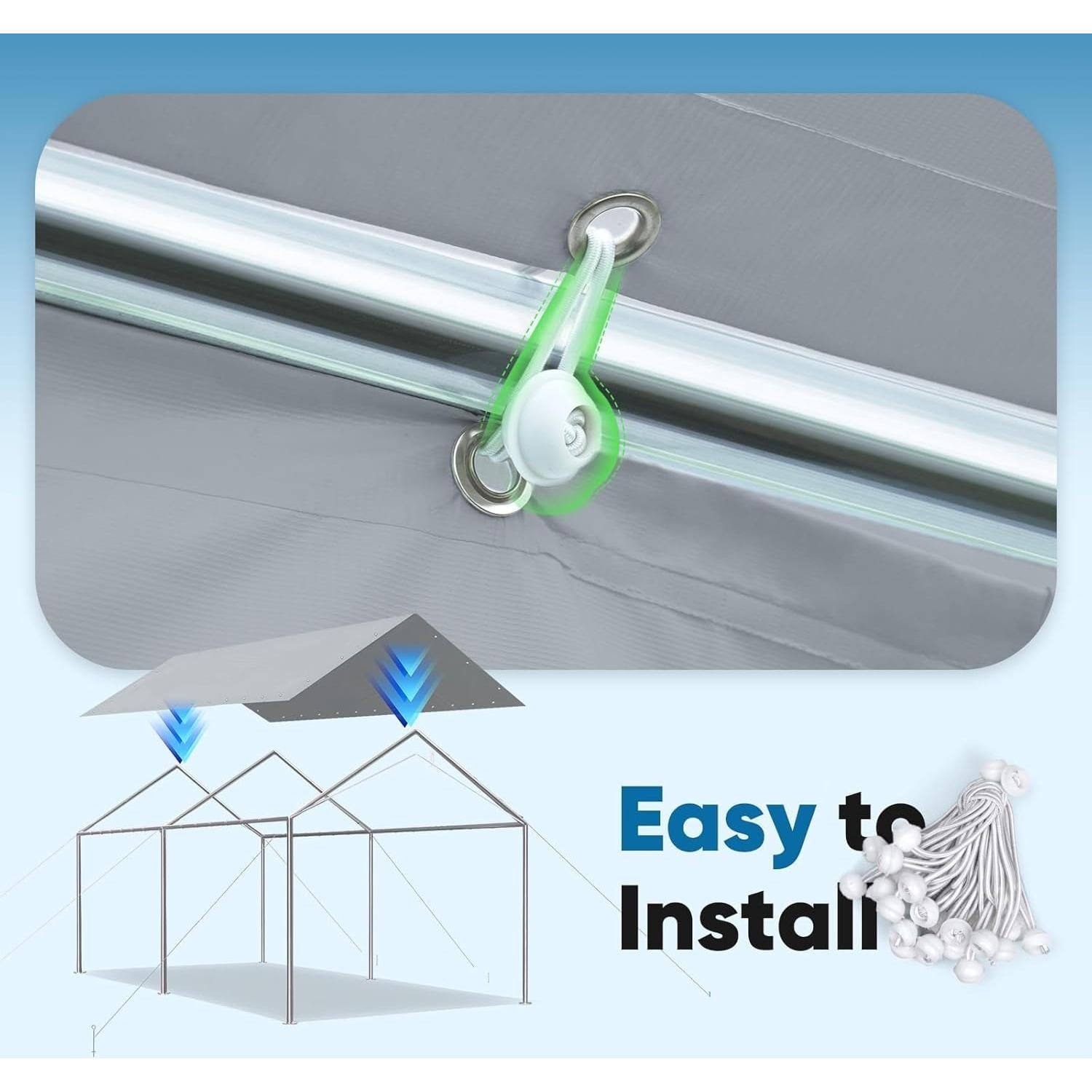 Cubierta de Techo Quictent 10x20 pies Gris Impermeable