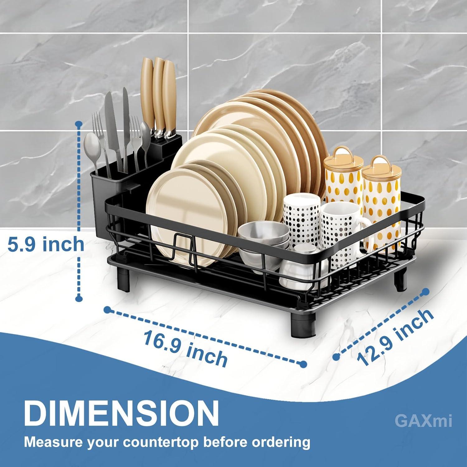Escurridor de Platos GAXmi 1 Nivel Negro con Bandeja Drenaje