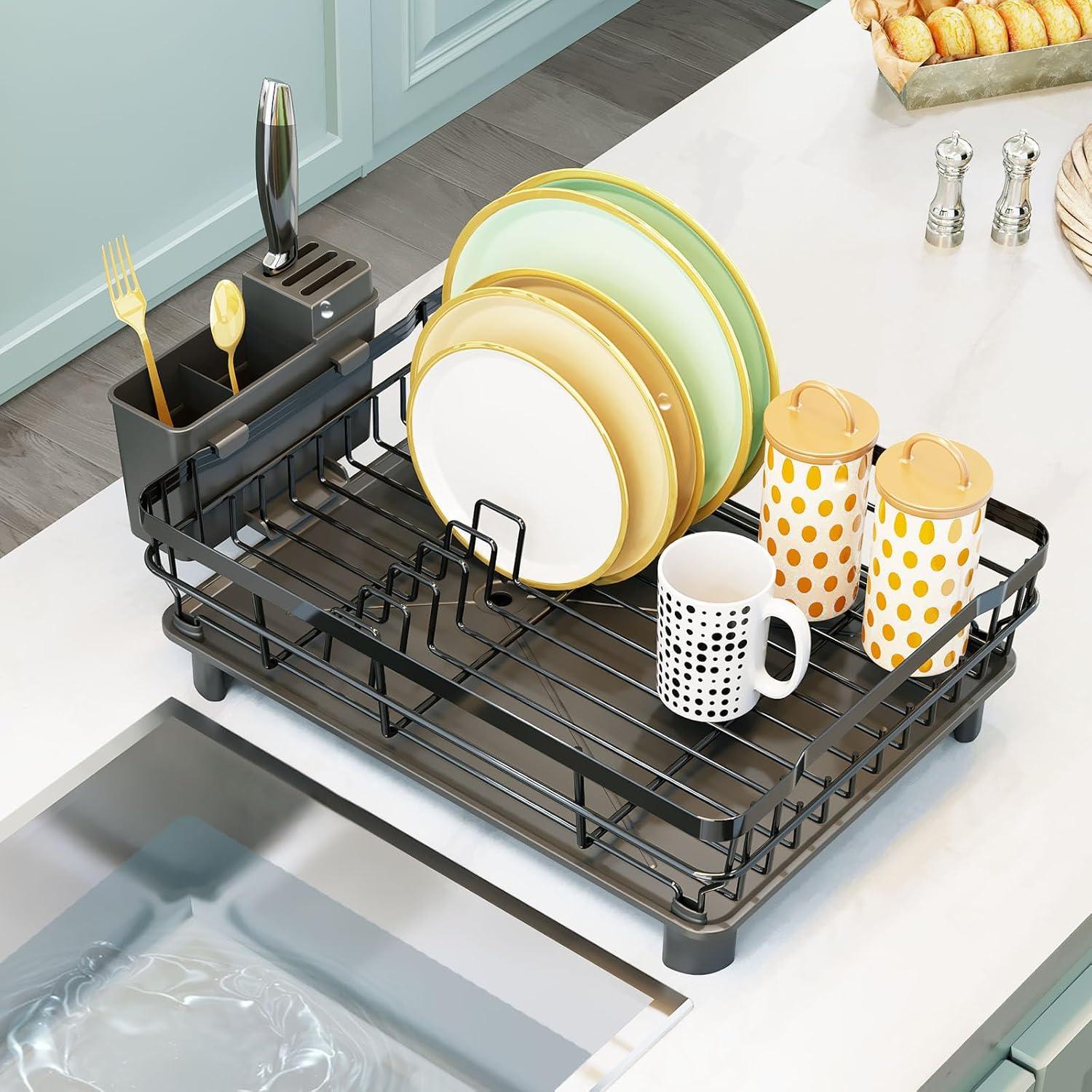 Escurridor de Platos GAXmi 1 Nivel Negro con Bandeja Drenaje