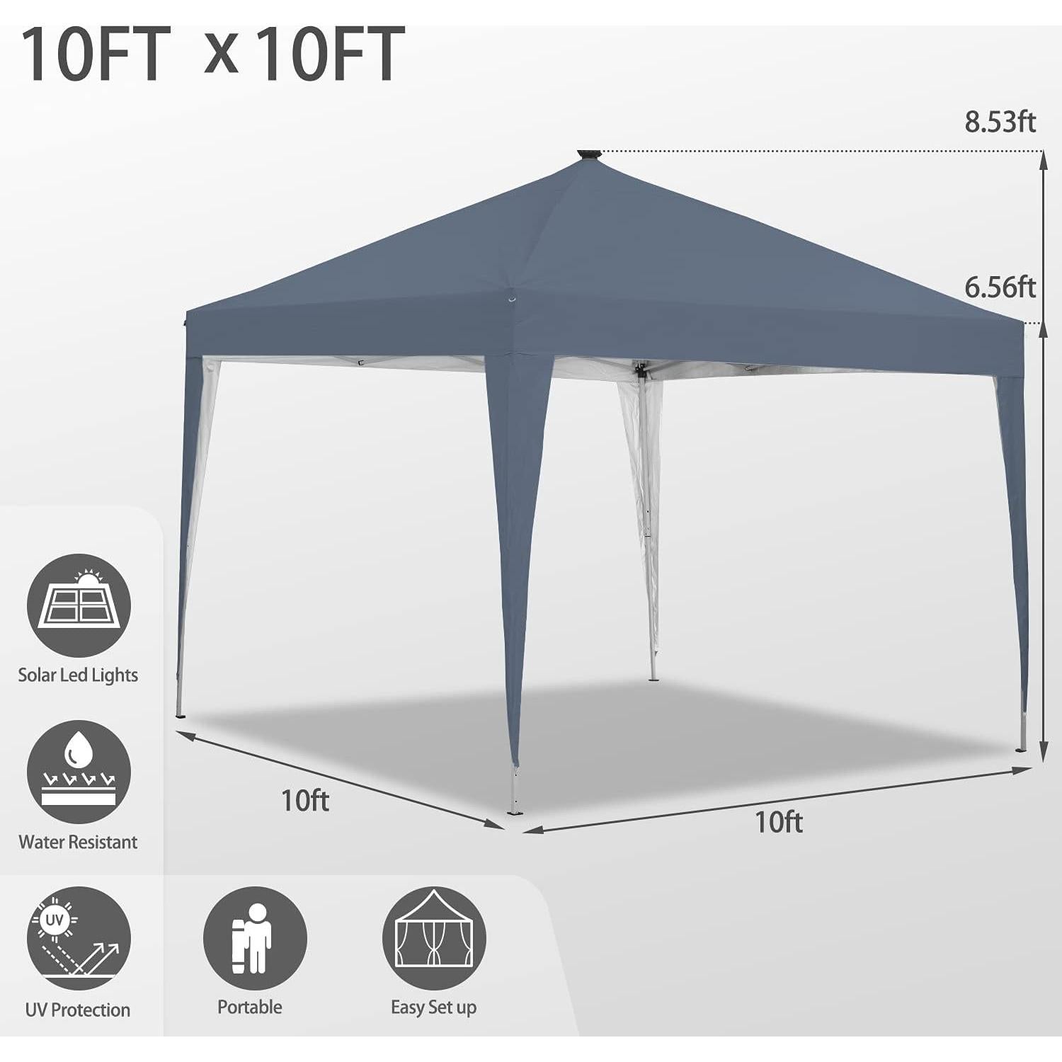 Carpa Plegable 3x3m Outdoor Basic con Luz LED Solar Gris