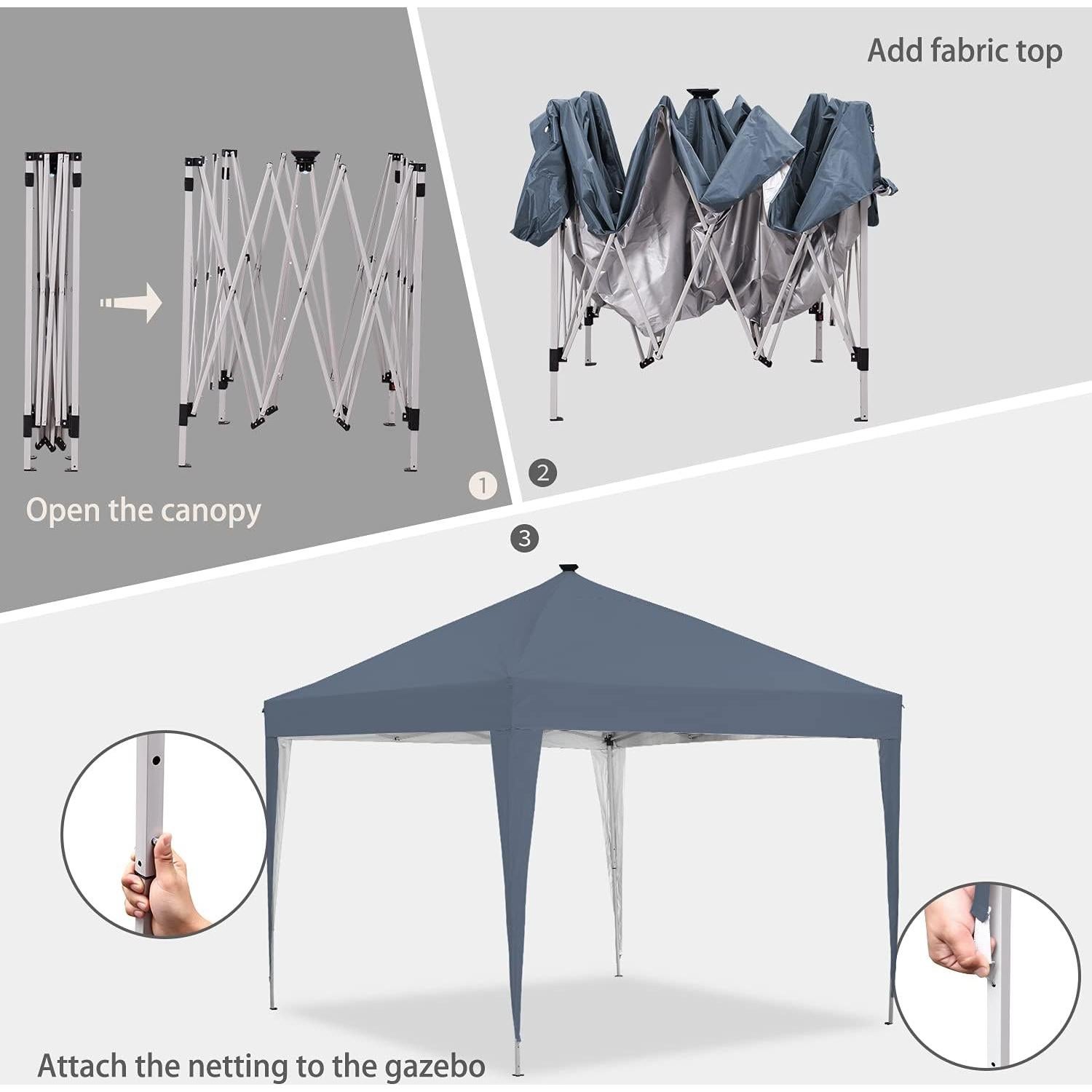 Carpa Plegable 3x3m Outdoor Basic con Luz LED Solar Gris