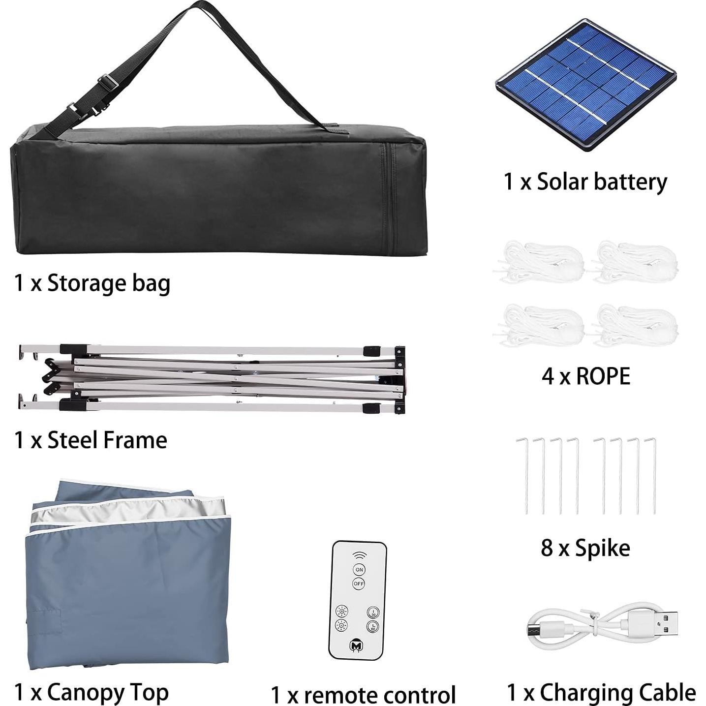 Carpa Plegable 3x3m Outdoor Basic con Luz LED Solar Gris