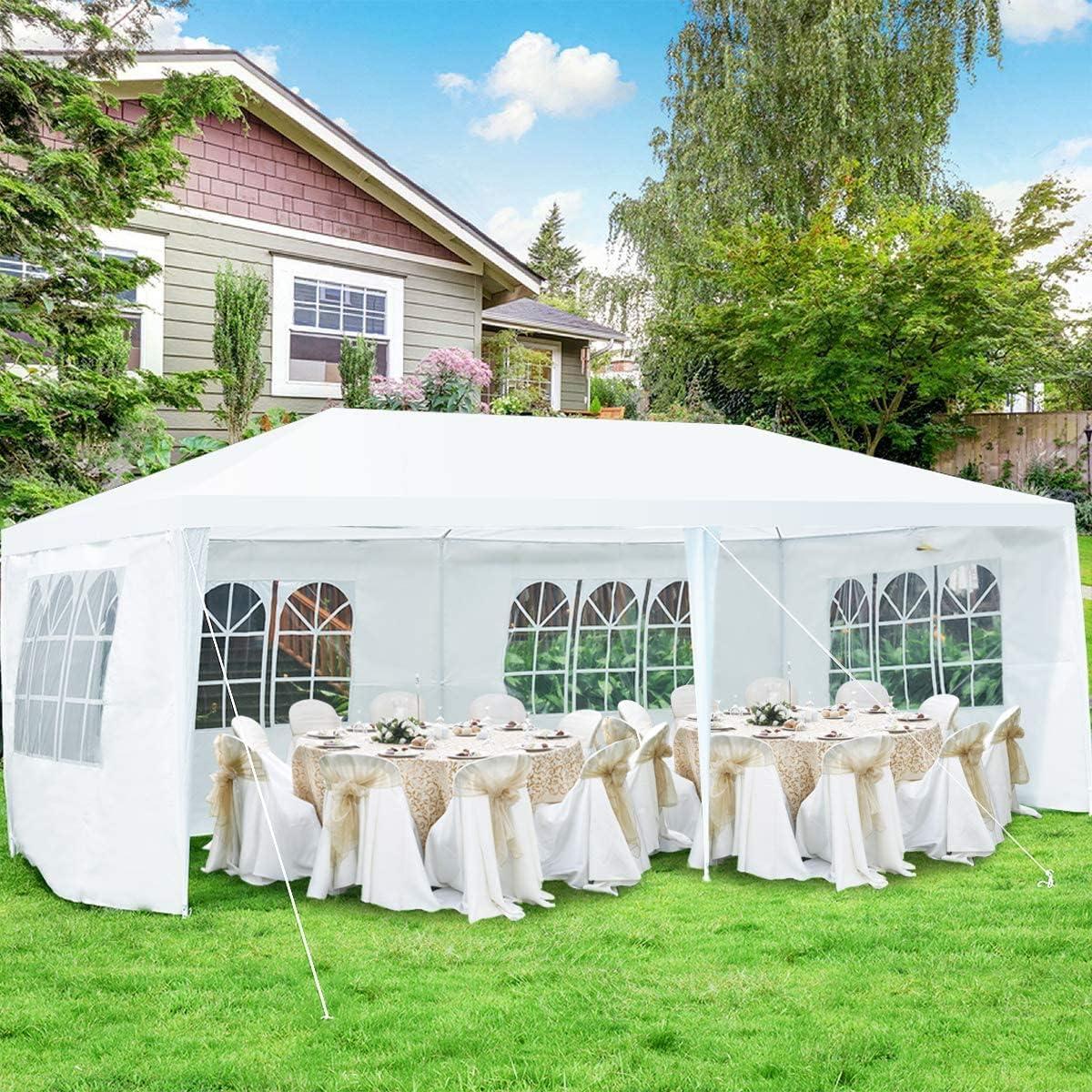 Carpa Tangkula 3x6m Blanca para Fiesta con Paredes Removibles