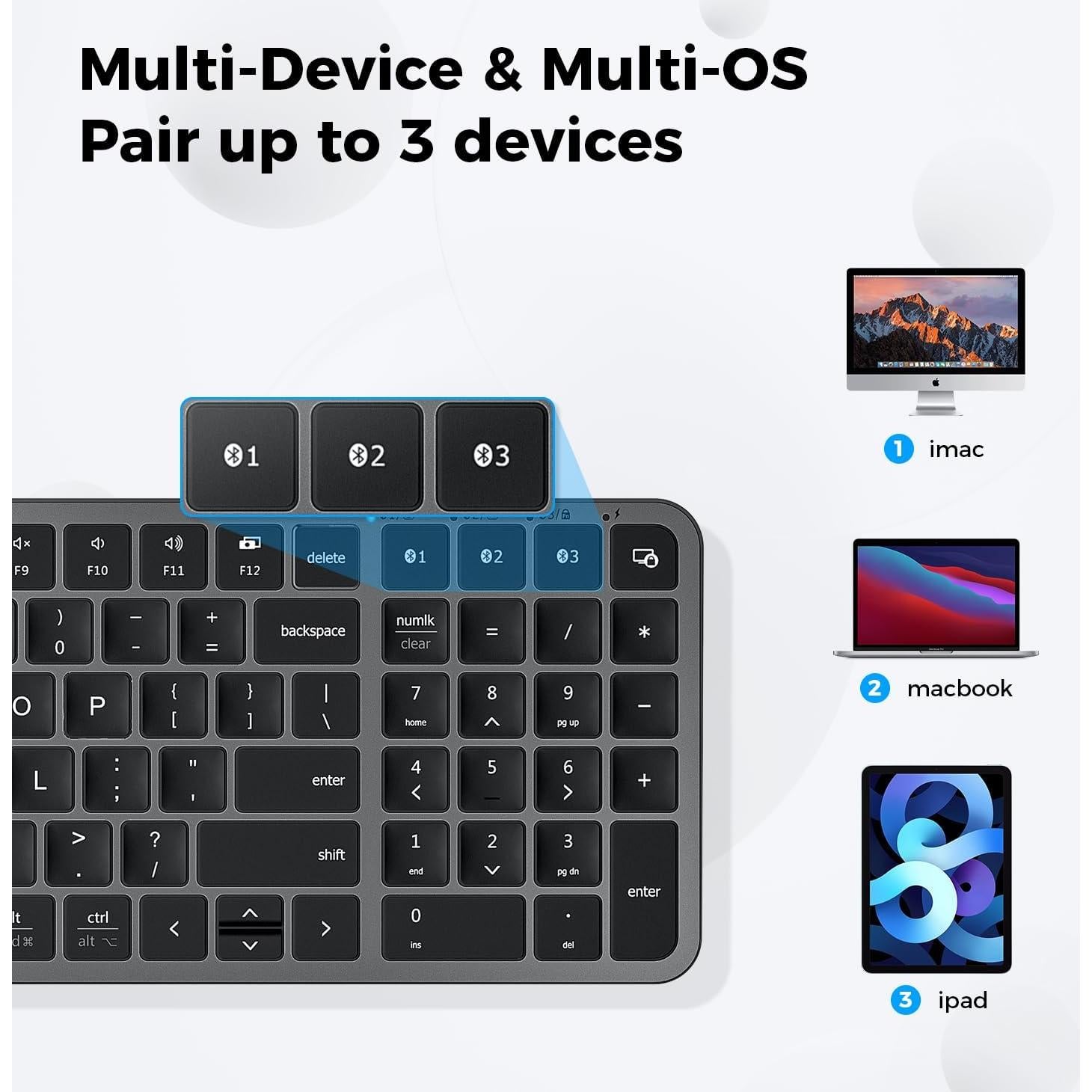 Teclado Bluetooth iClever BK20, compacto y recargable