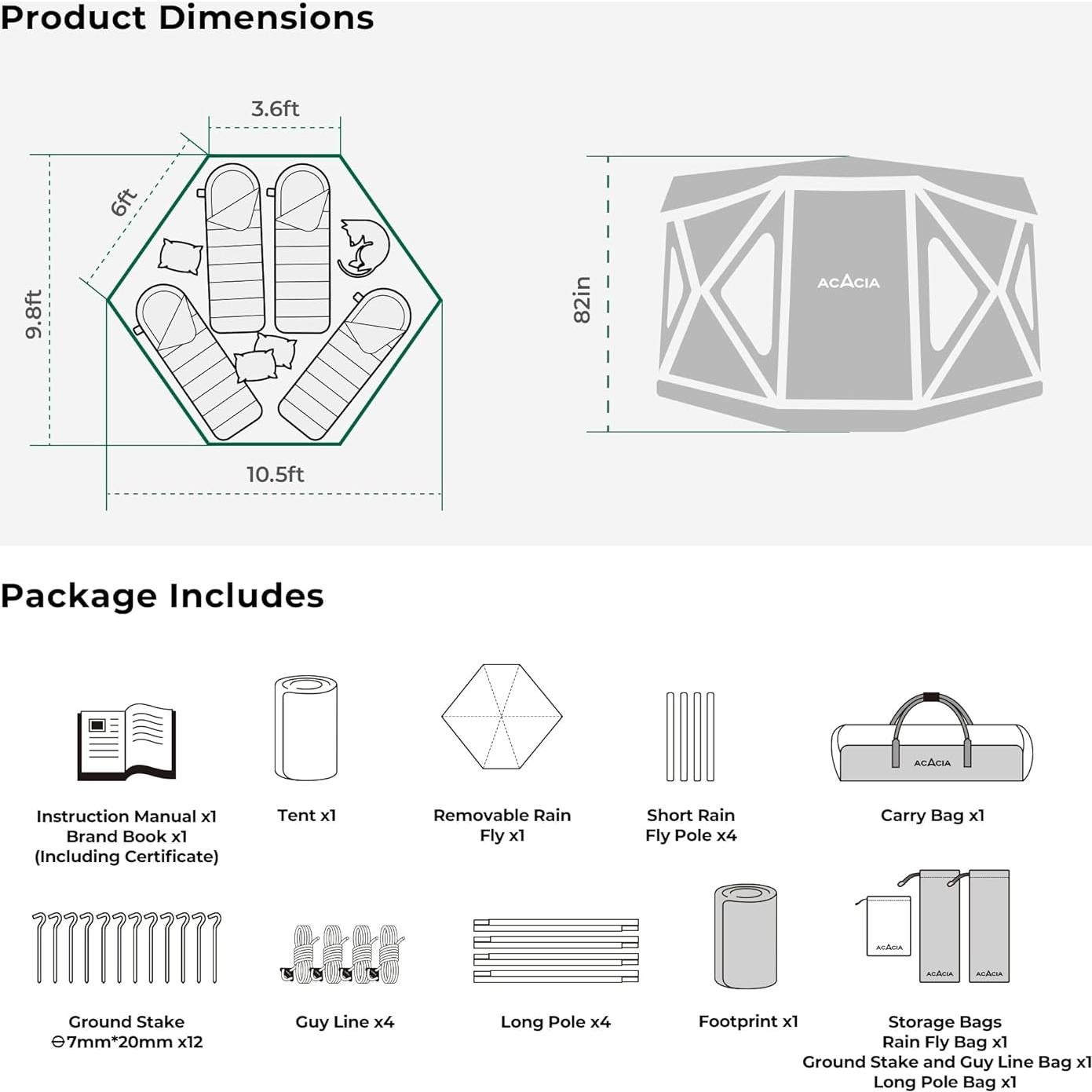 Tienda de Camping Pop Up ACACIA Space Acacia 2-3 Personas